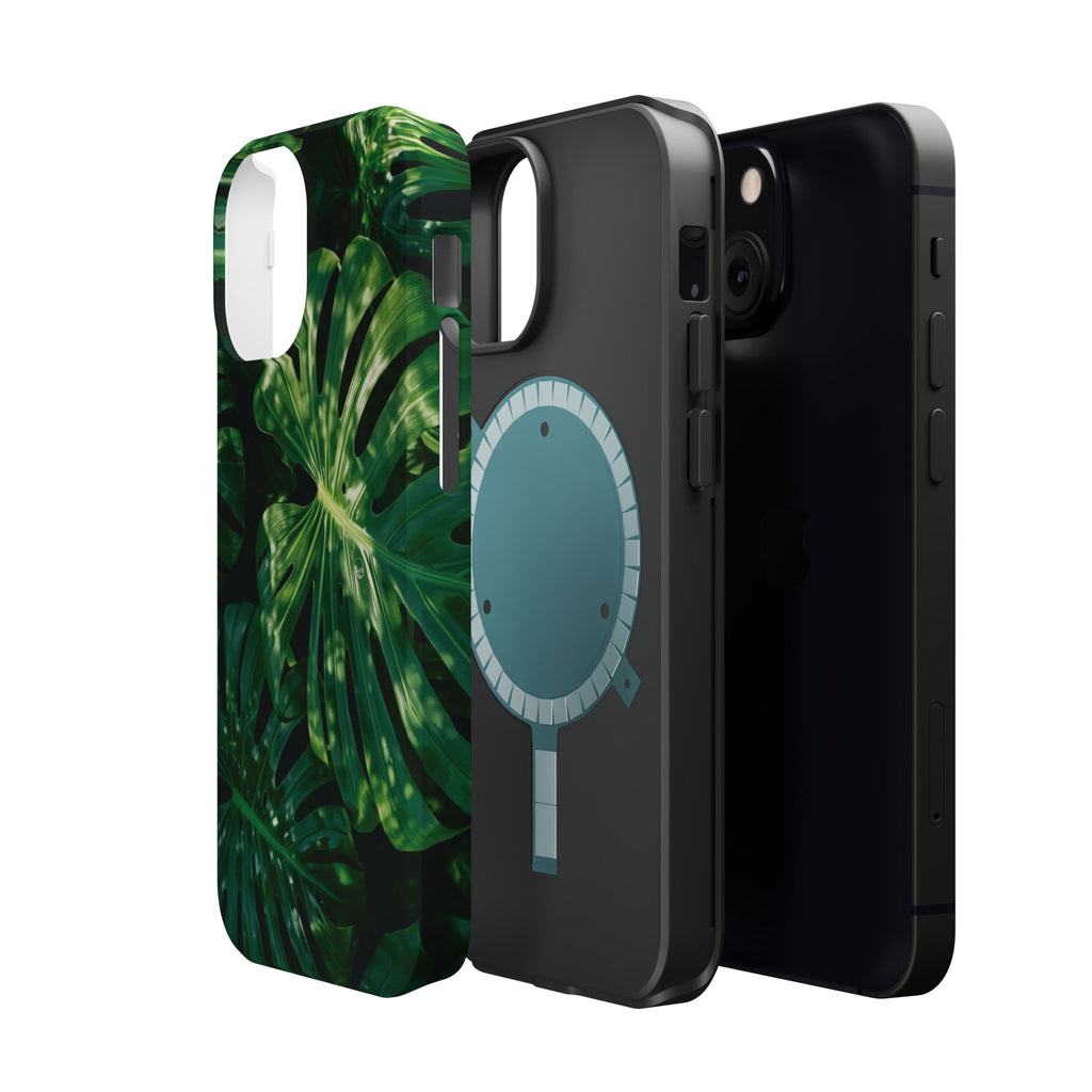 Magnetic iPhone Monstera Leaf Phone Case | Tropical Botanical Magnetic Impact-Resistant Case