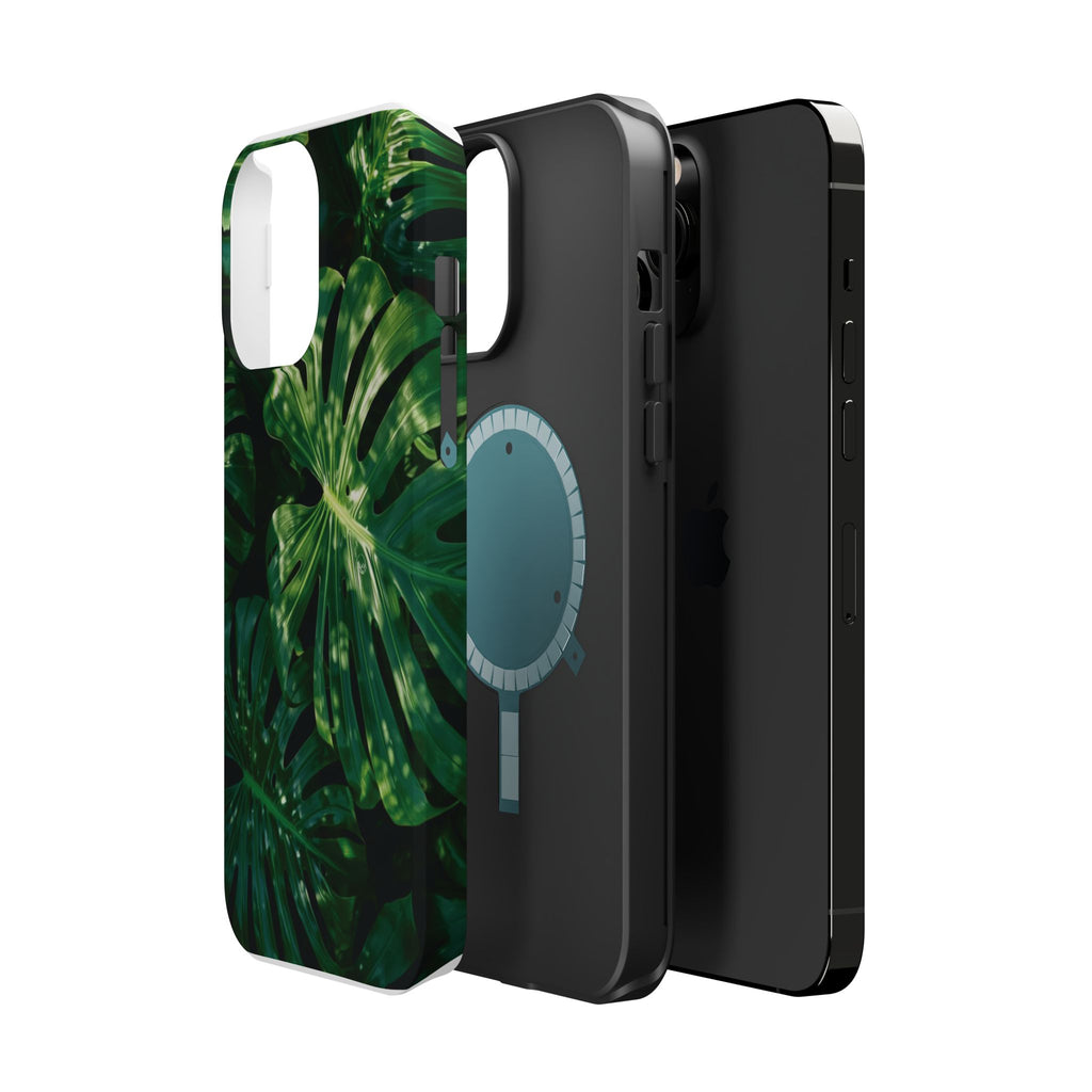 Magnetic iPhone Monstera Leaf Phone Case | Tropical Botanical Magnetic Impact-Resistant Case