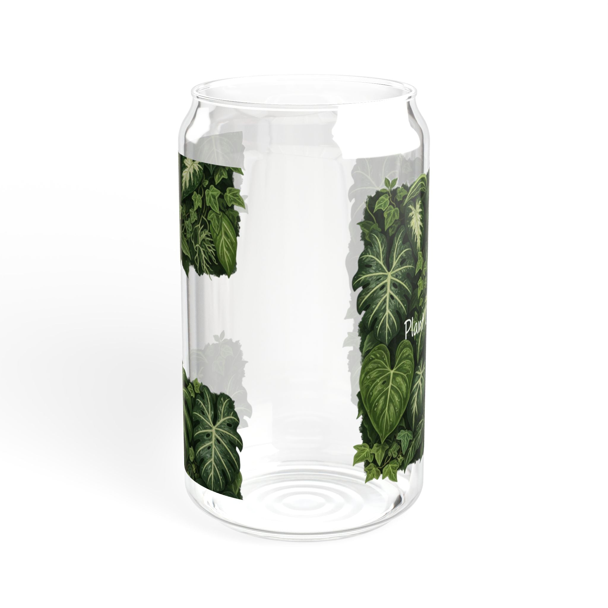 Plant Lover Sipper Glass 16oz - Tropical Greenery Bamboo Lid with Straw