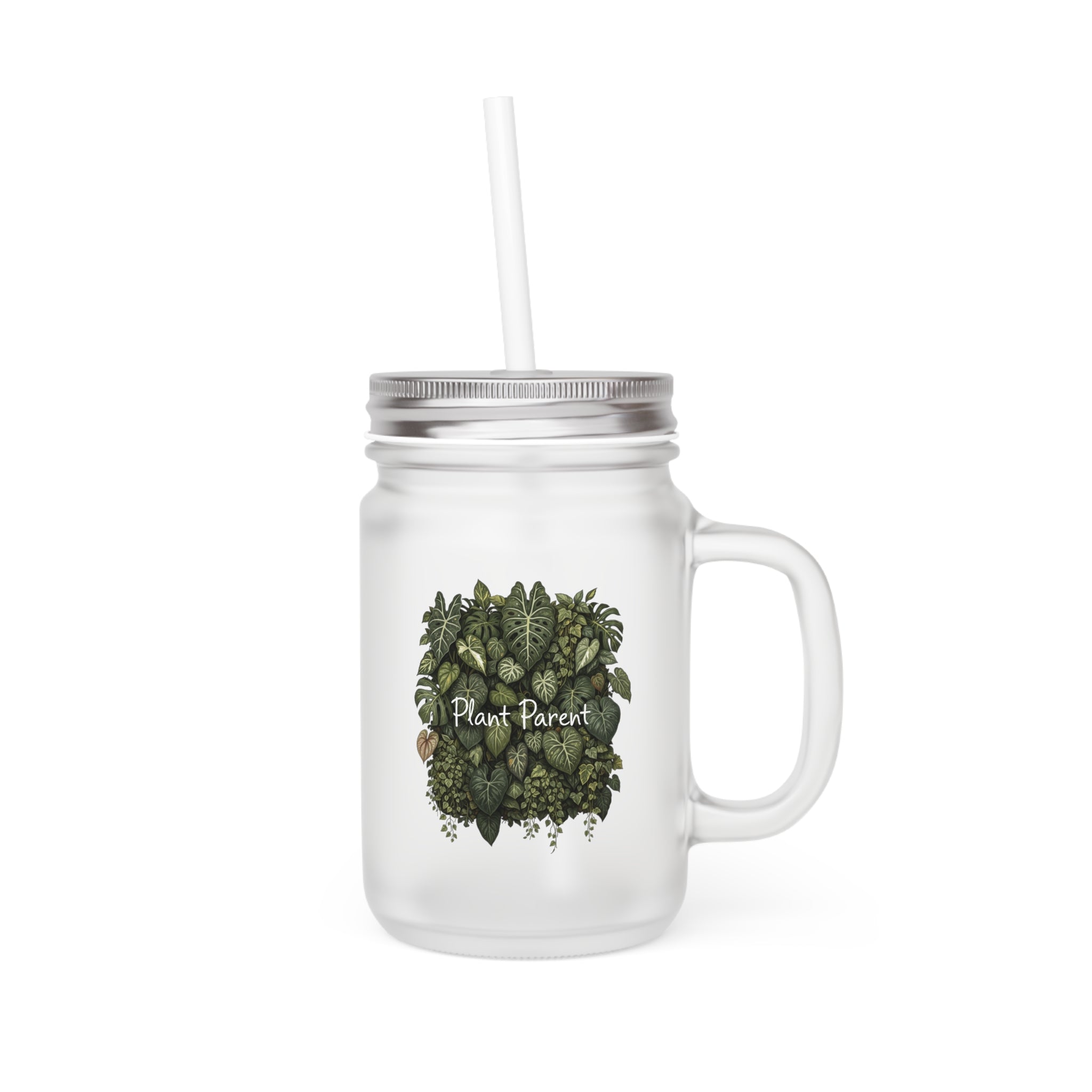 Plant Parent Mason Tumbler - Glass Mason Jar with Straw