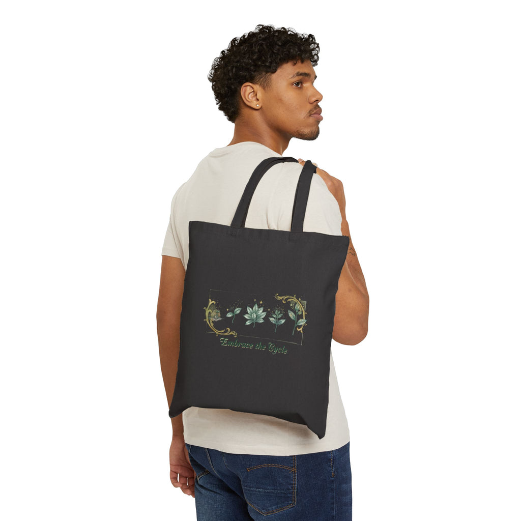 Plant Life Cycle Canvas Tote Bag | Botanical Diagram, Seed to Flower
