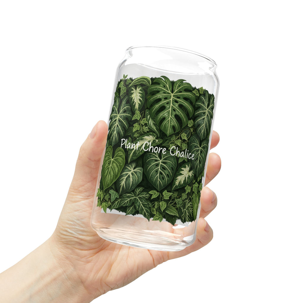 Plant Lover Sipper Glass 16oz - Tropical Greenery Bamboo Lid with Straw