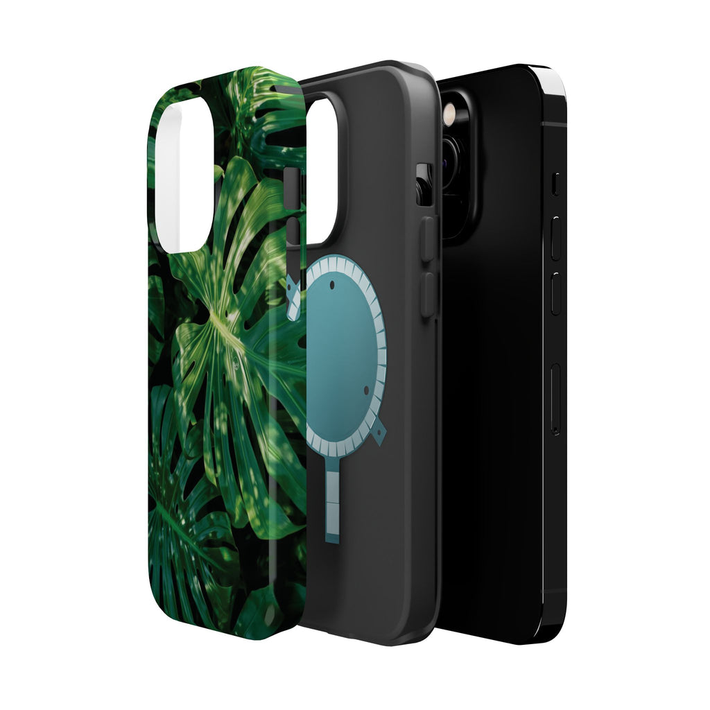 Magnetic iPhone Monstera Leaf Phone Case | Tropical Botanical Magnetic Impact-Resistant Case