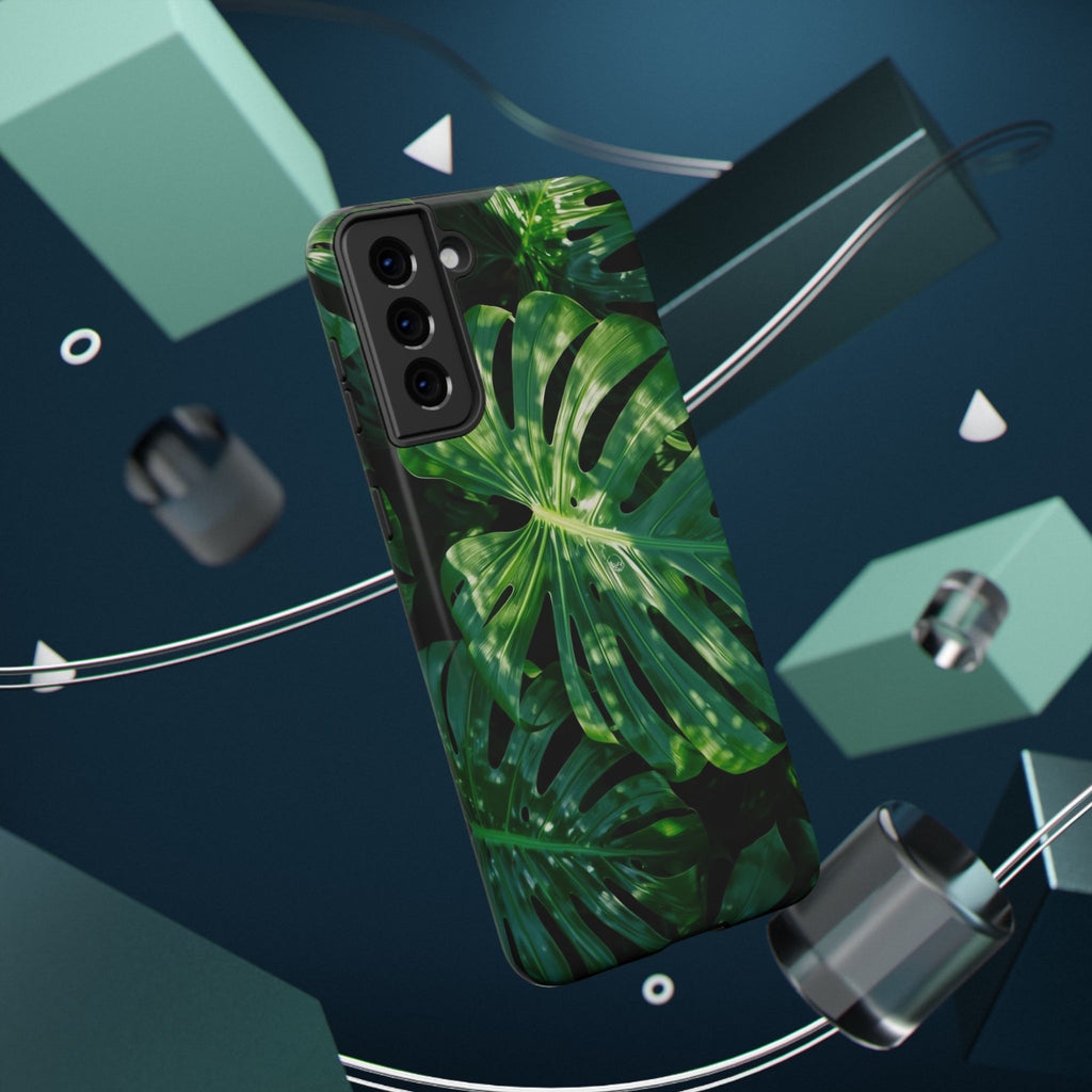 Samsung and iPhone Monstera Leaf Pattern Phone Case Impact-Resistant
