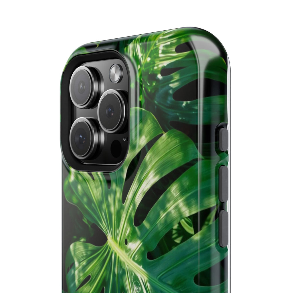 Samsung and iPhone Monstera Leaf Pattern Phone Case | Impact-Resistant Case