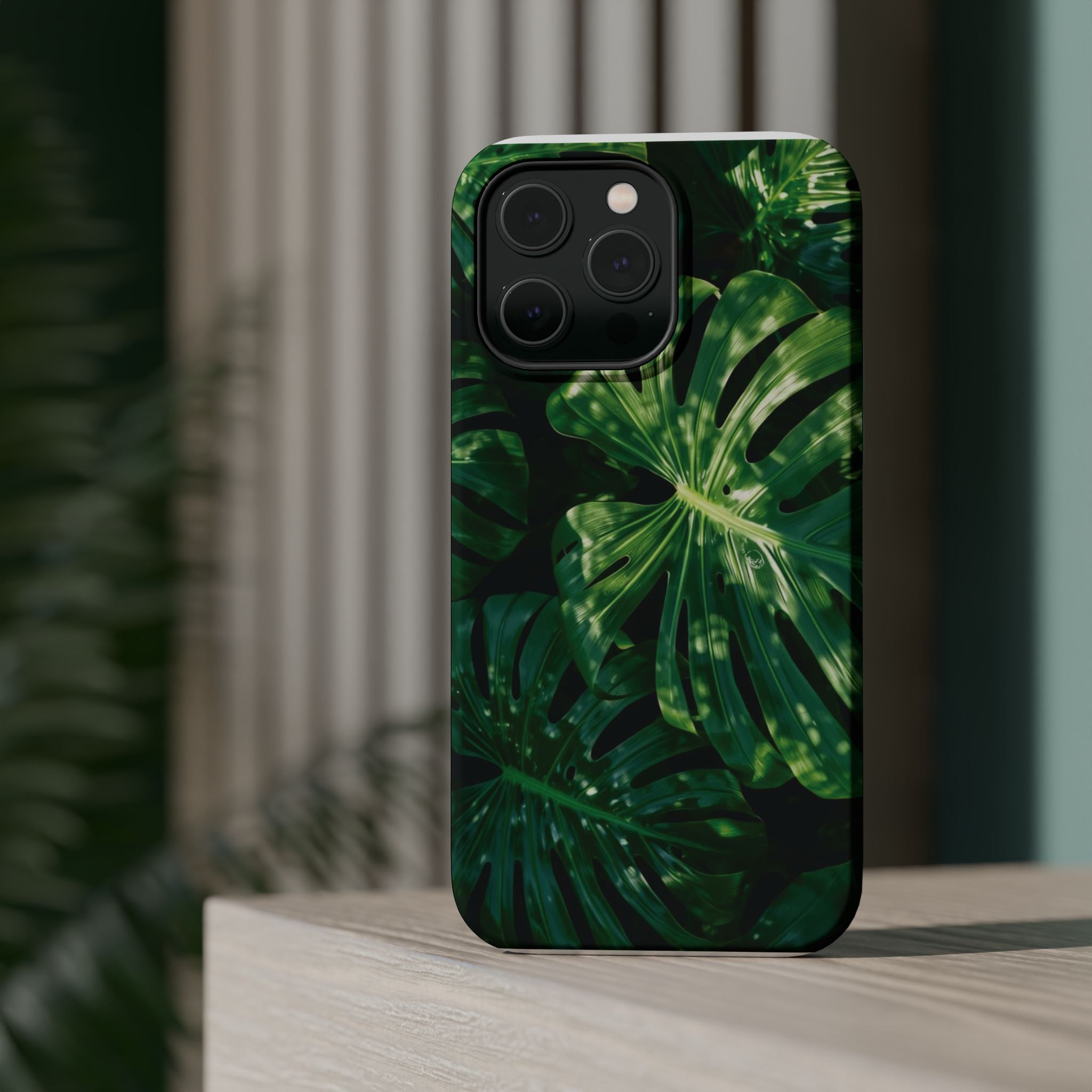 Magnetic iPhone Monstera Leaf Phone Case Impact-Resistant