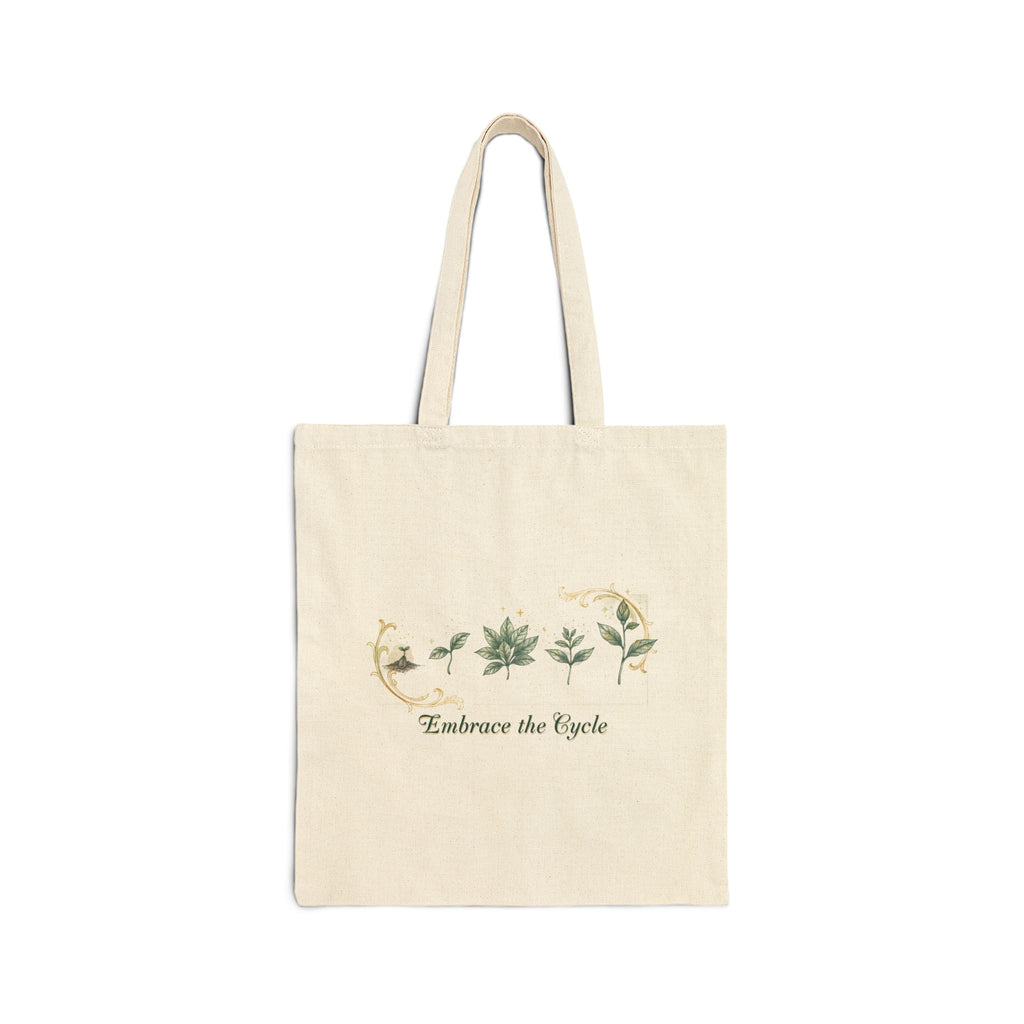 Plant Life Cycle Canvas Tote Bag | Botanical Diagram, Seed to Flower