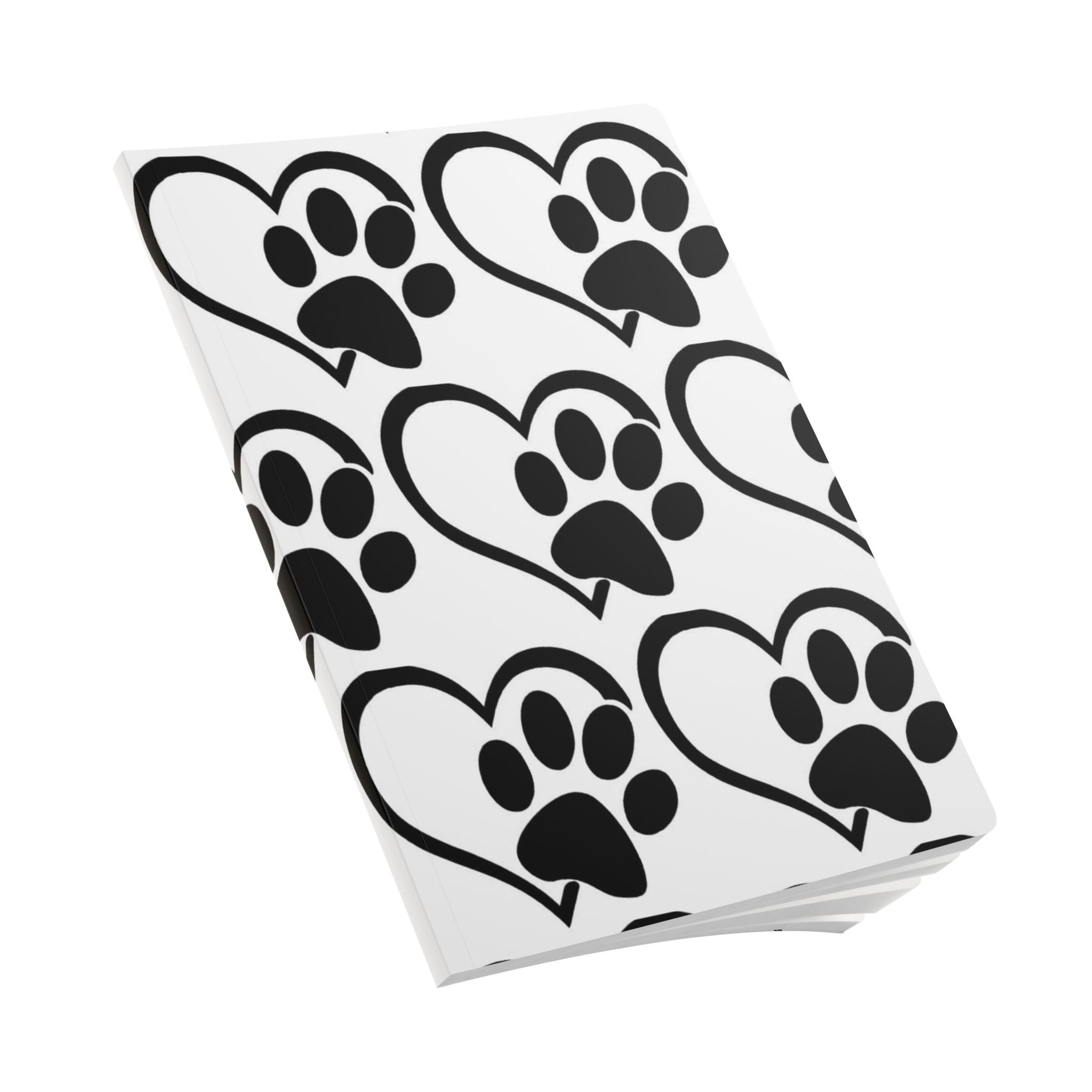 Paw Print Heart Pattern Softcover Journal