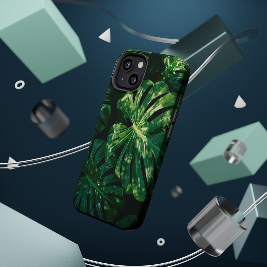 Magnetic iPhone Monstera Leaf Phone Case | Tropical Botanical Magnetic Impact-Resistant Case