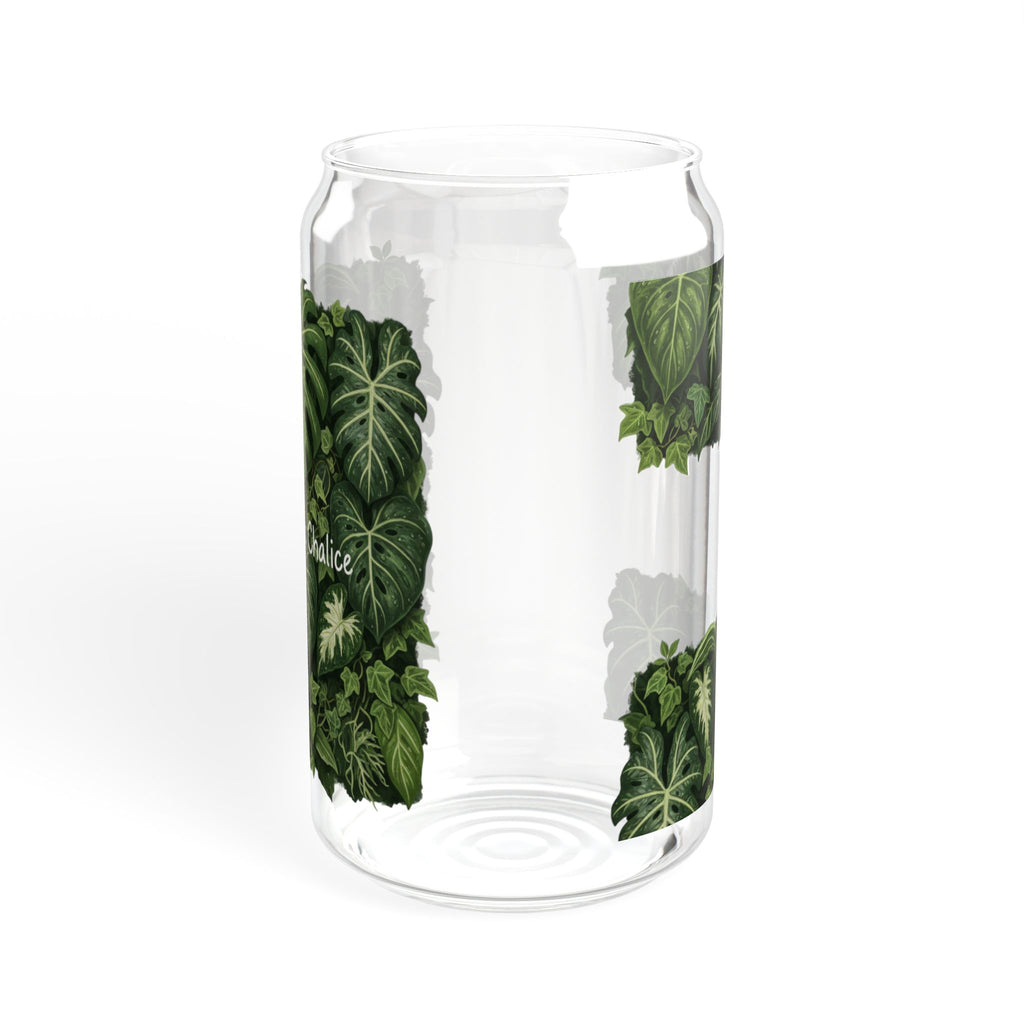 Plant Lover Sipper Glass 16oz - Tropical Greenery Bamboo Lid with Straw