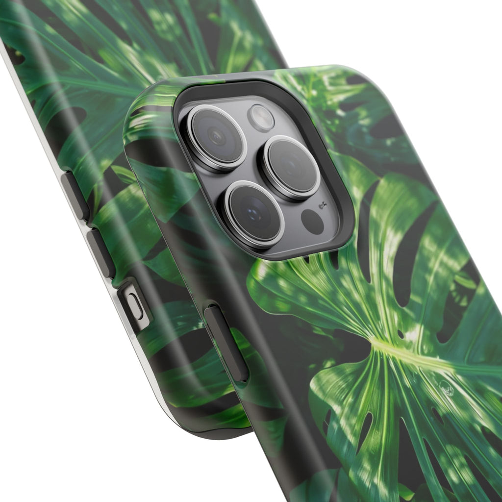 Samsung and iPhone Monstera Leaf Pattern Phone Case | Impact-Resistant Case