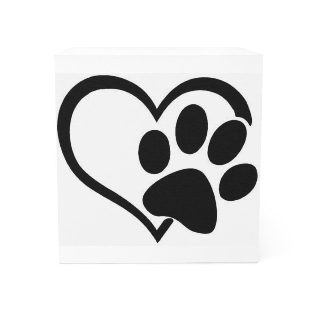 Heart Paw Print Note Cube | Pet Lover Sticky Note Cube