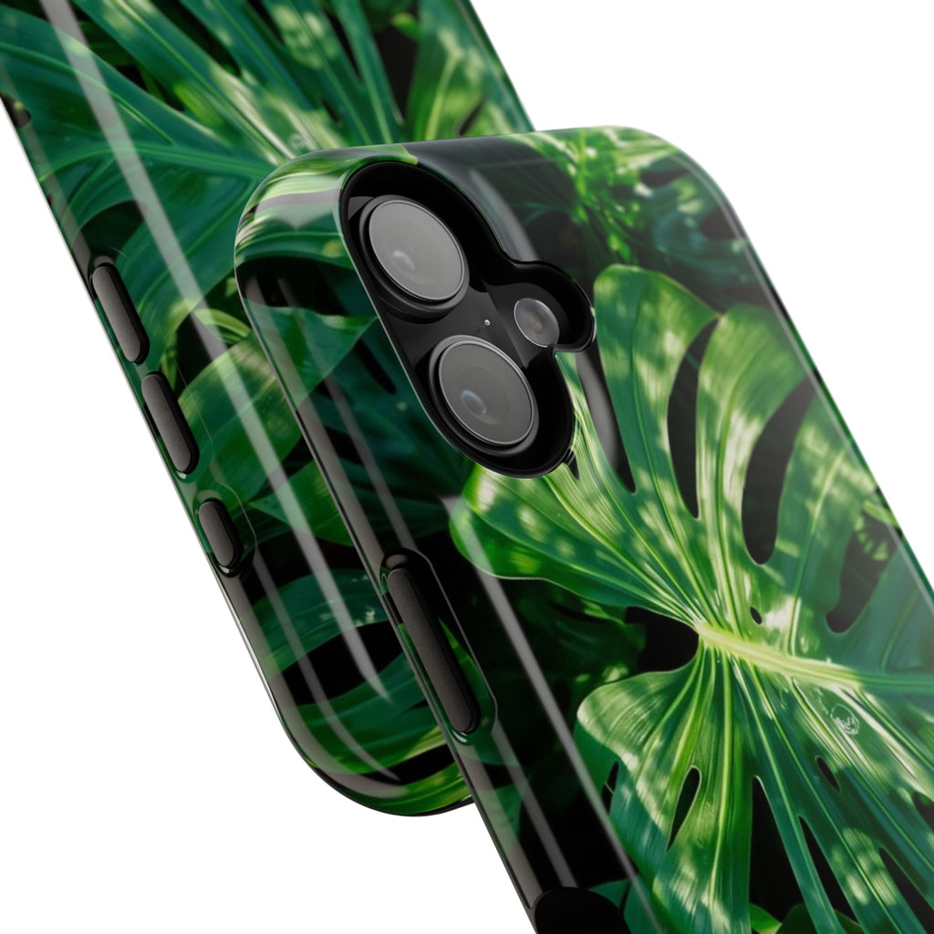 Samsung and iPhone Monstera Leaf Pattern Phone Case Impact-Resistant