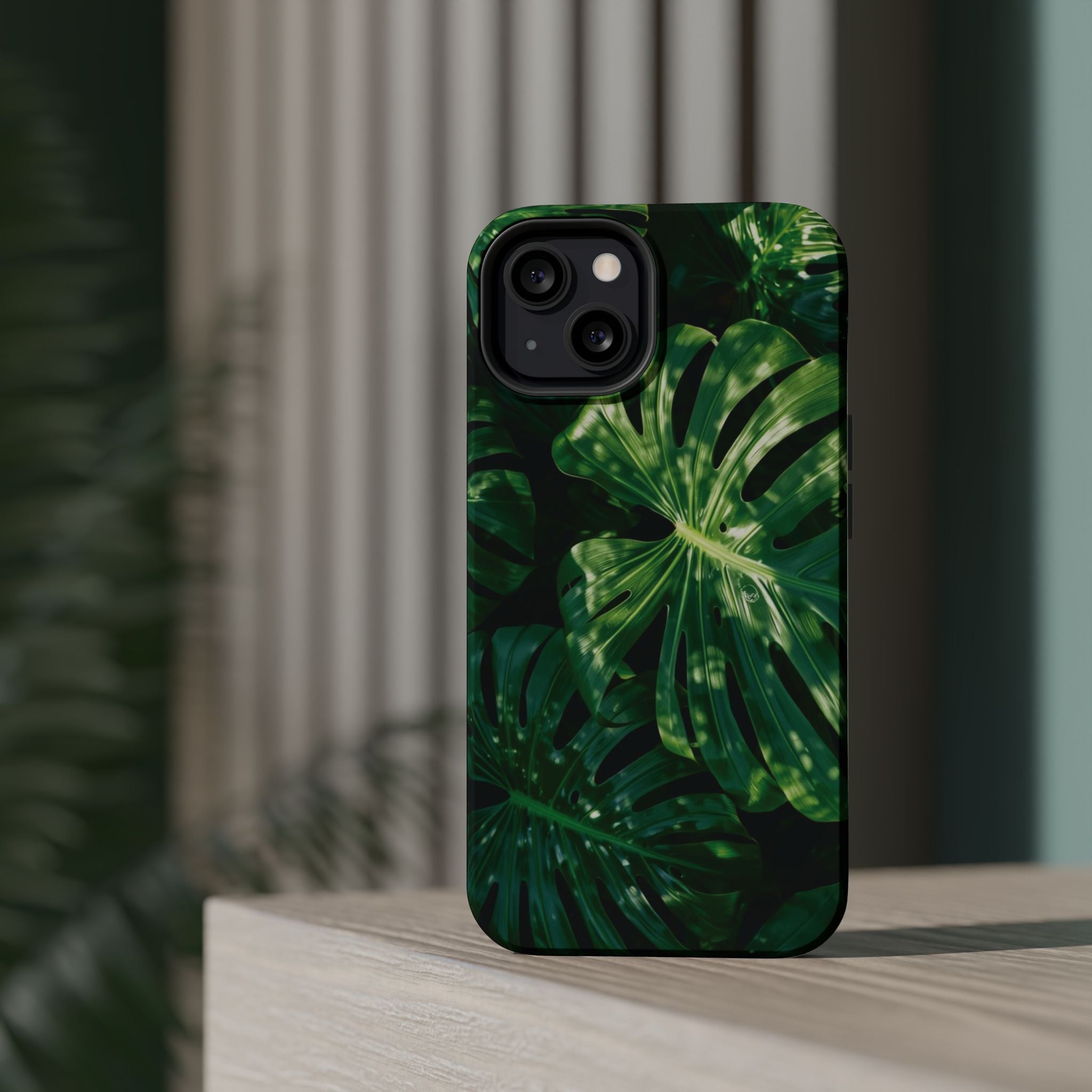 Magnetic iPhone Monstera Leaf Phone Case Impact-Resistant