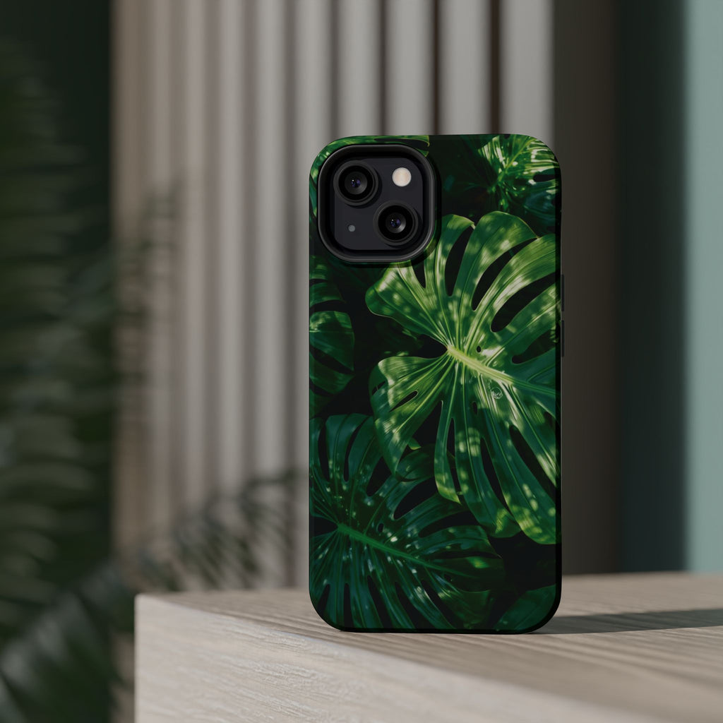Magnetic iPhone Monstera Leaf Phone Case | Tropical Botanical Magnetic Impact-Resistant Case