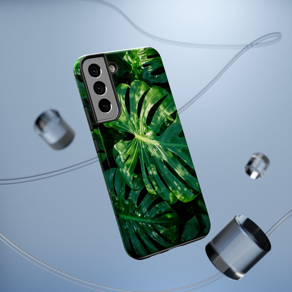 Samsung and iPhone Monstera Leaf Pattern Phone Case Impact-Resistant