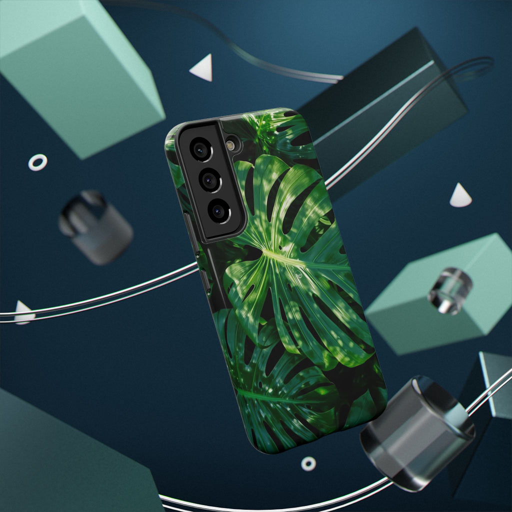 Samsung and iPhone Monstera Leaf Pattern Phone Case Impact-Resistant