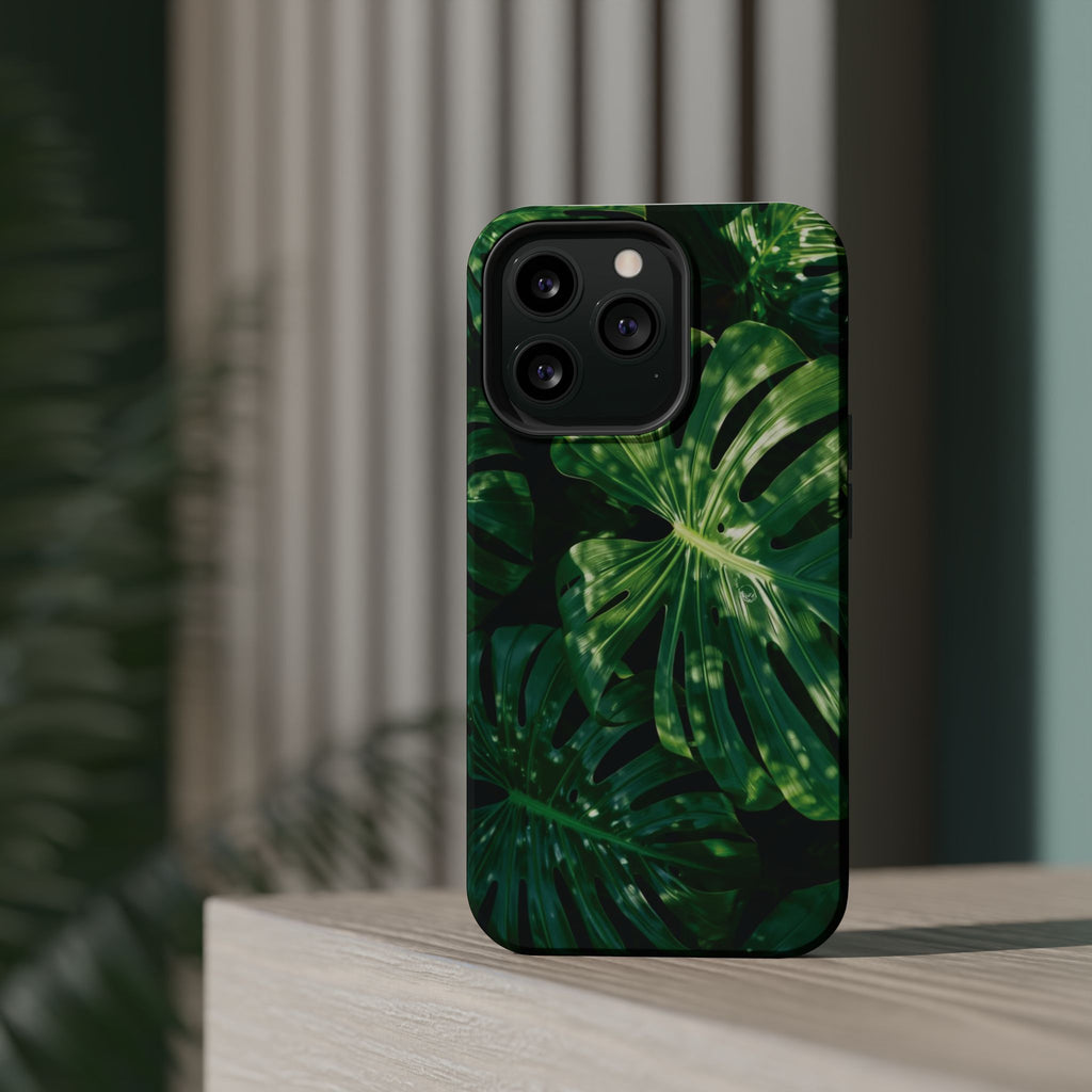 Magnetic iPhone Monstera Leaf Phone Case Impact-Resistant