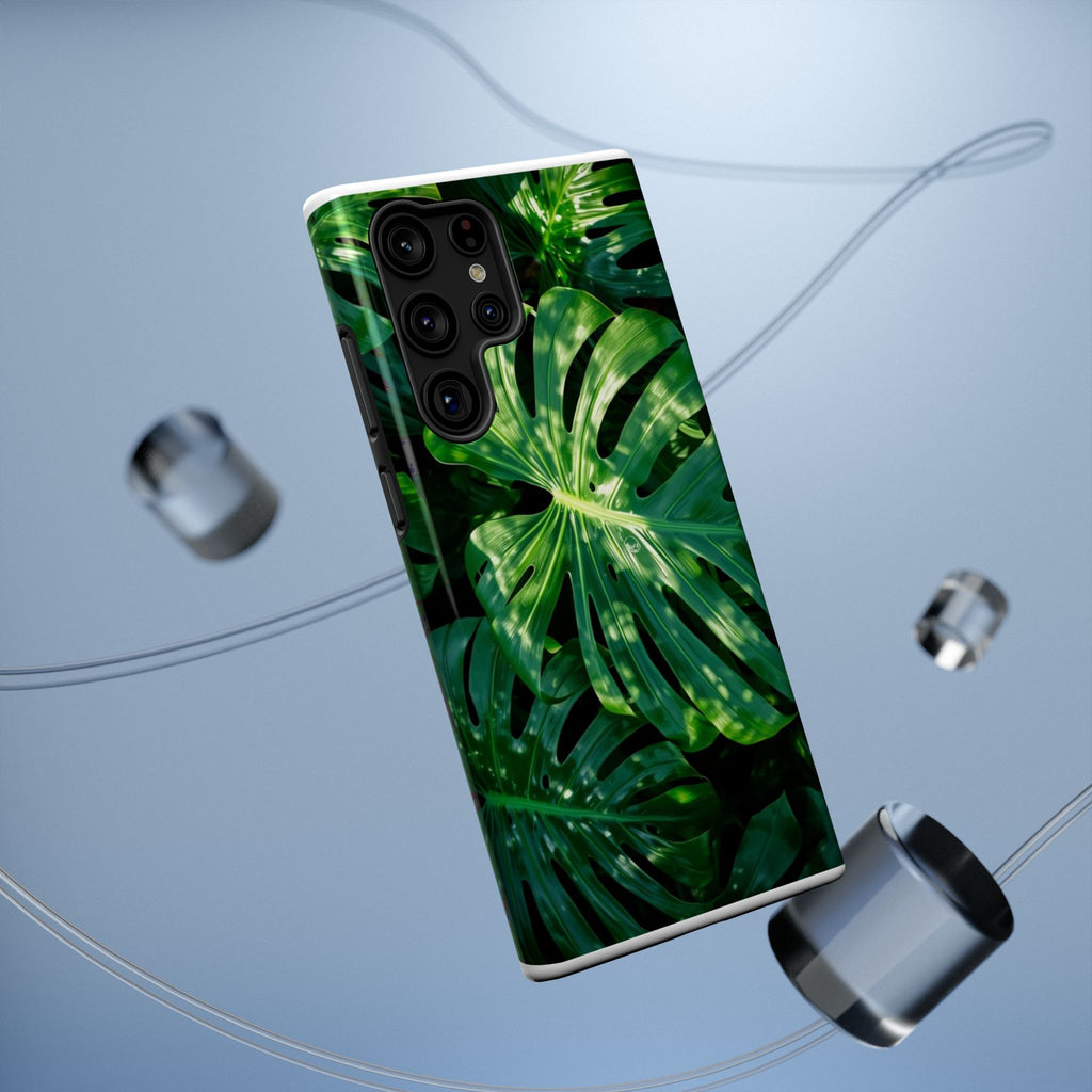 Samsung and iPhone Monstera Leaf Pattern Phone Case | Impact-Resistant Case