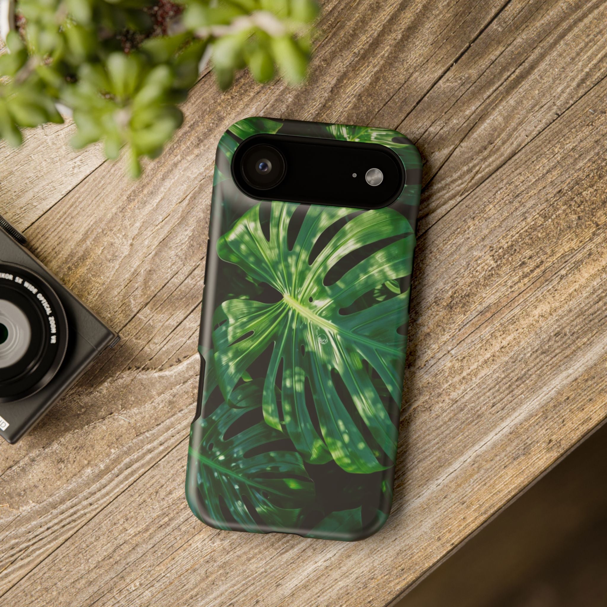 Samsung and iPhone Monstera Leaf Pattern Phone Case | Impact-Resistant Case