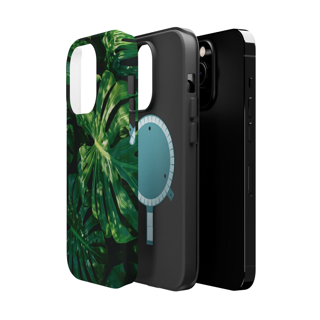 Magnetic iPhone Monstera Leaf Phone Case | Tropical Botanical Magnetic Impact-Resistant Case