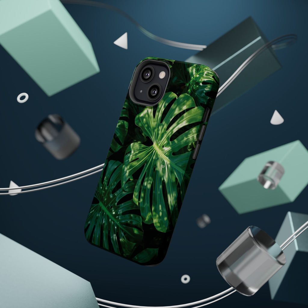Magnetic iPhone Monstera Leaf Phone Case | Tropical Botanical Magnetic Impact-Resistant Case