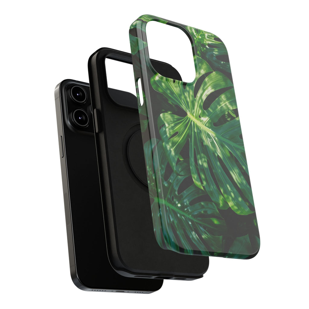 Samsung and iPhone Monstera Leaf Pattern Phone Case | Impact-Resistant Case