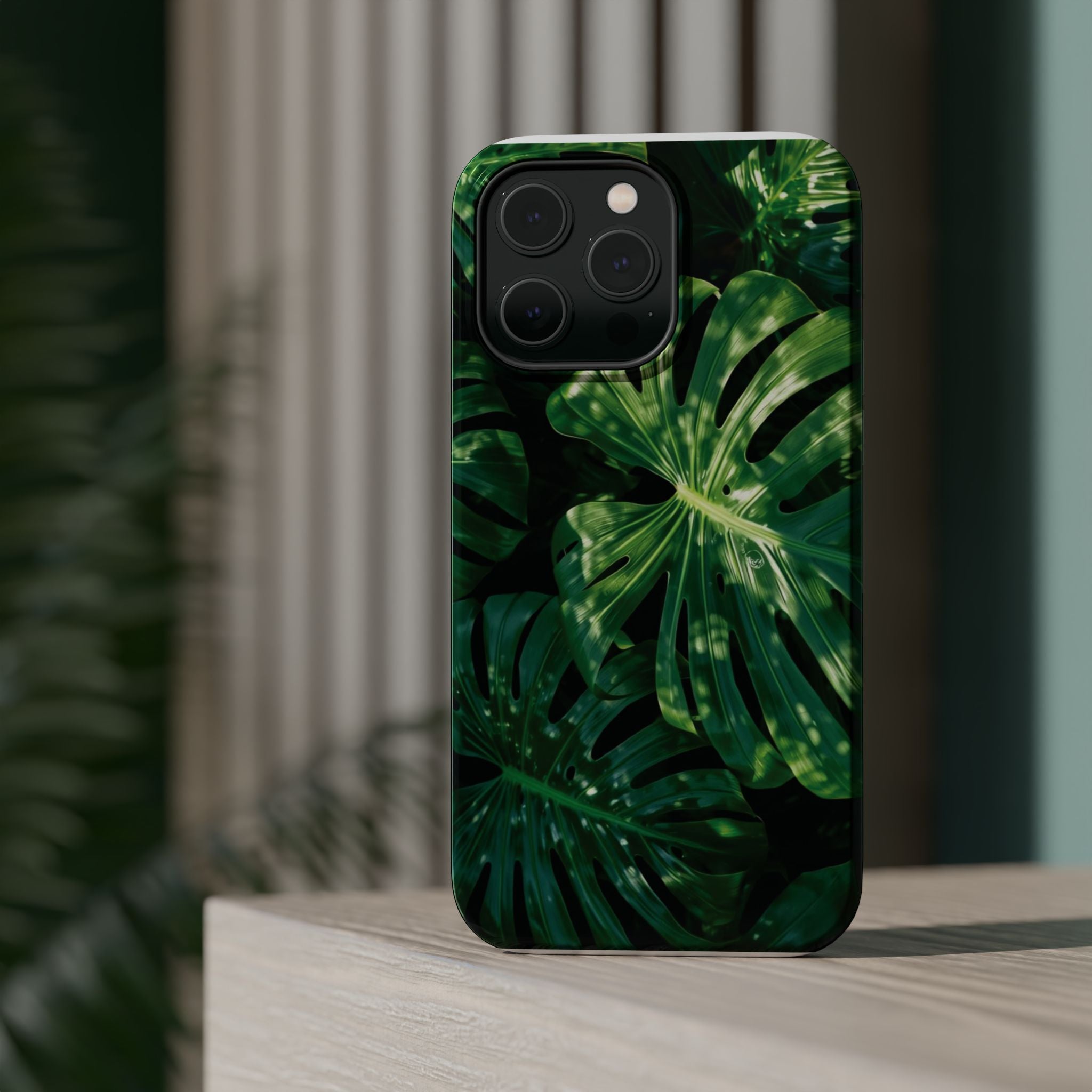 Magnetic iPhone Monstera Leaf Phone Case Impact-Resistant