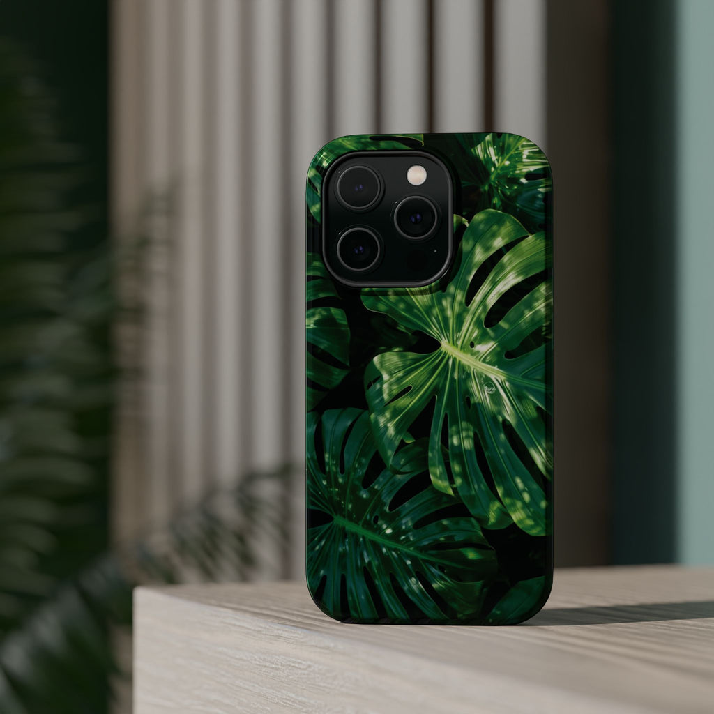 Magnetic iPhone Monstera Leaf Phone Case Impact-Resistant