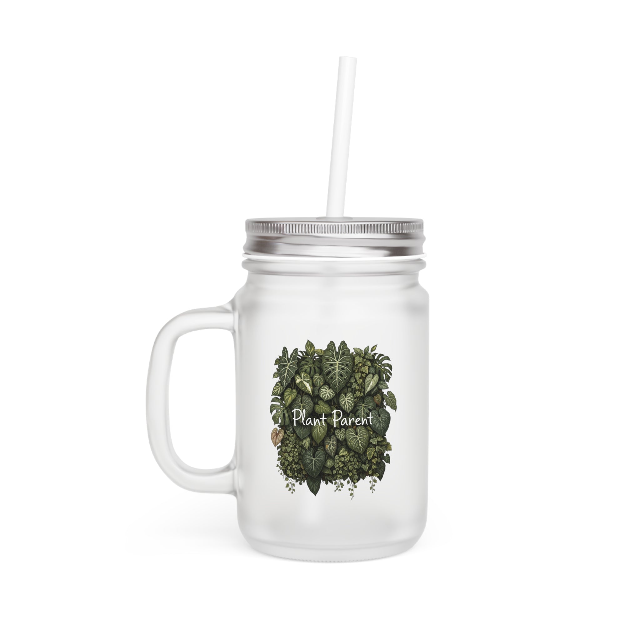 Plant Parent Mason Tumbler - Glass Mason Jar with Straw