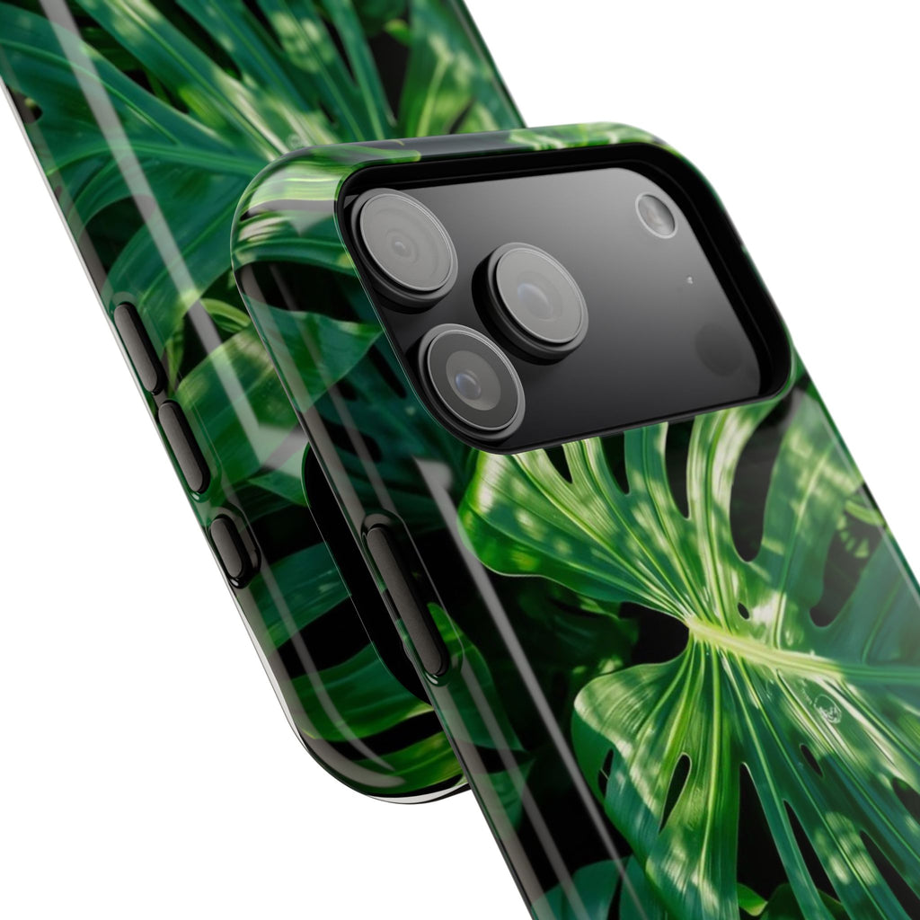 Samsung and iPhone Monstera Leaf Pattern Phone Case | Impact-Resistant Case