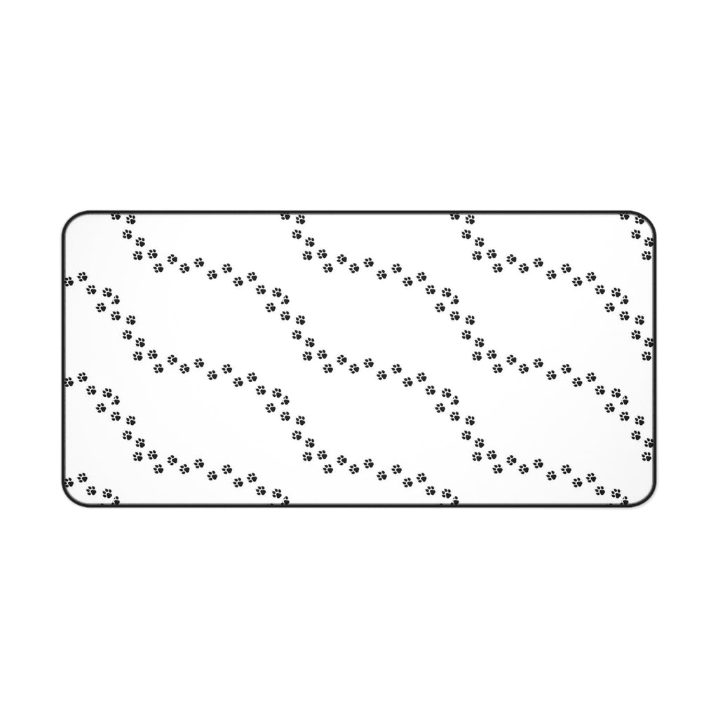 Paw Print Pattern Desk Mat | Minimal Black White Mouse Pad
