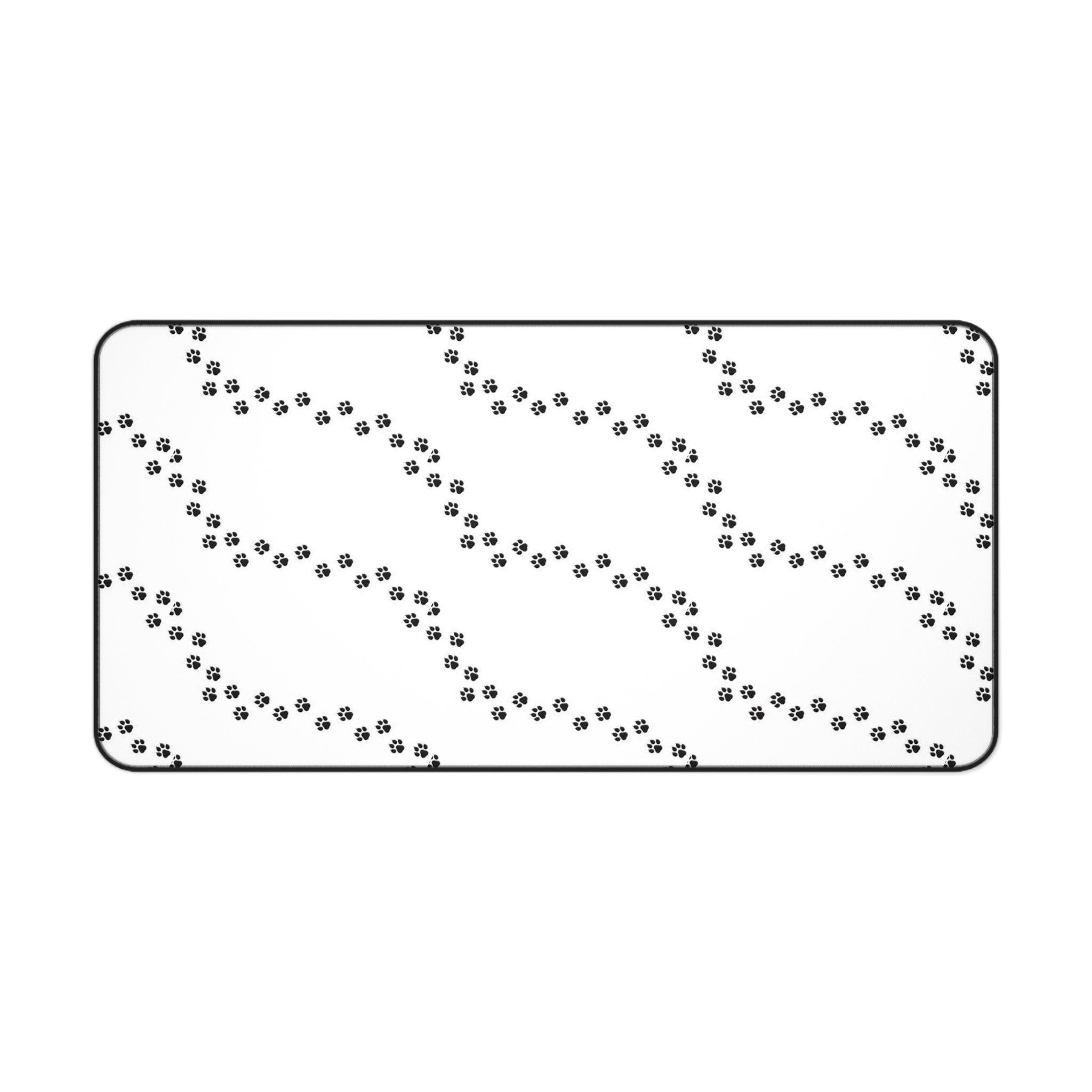 Paw Print Pattern Desk Mat | Minimal Black White Mouse Pad