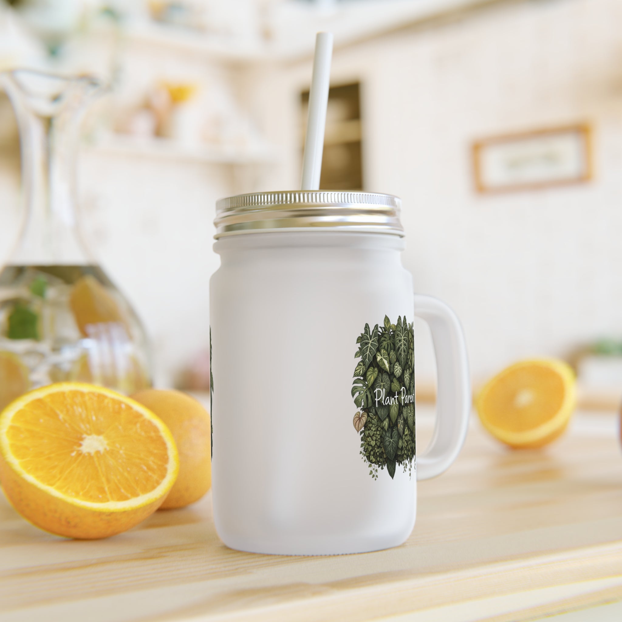 Plant Parent Mason Tumbler - Glass Mason Jar with Straw