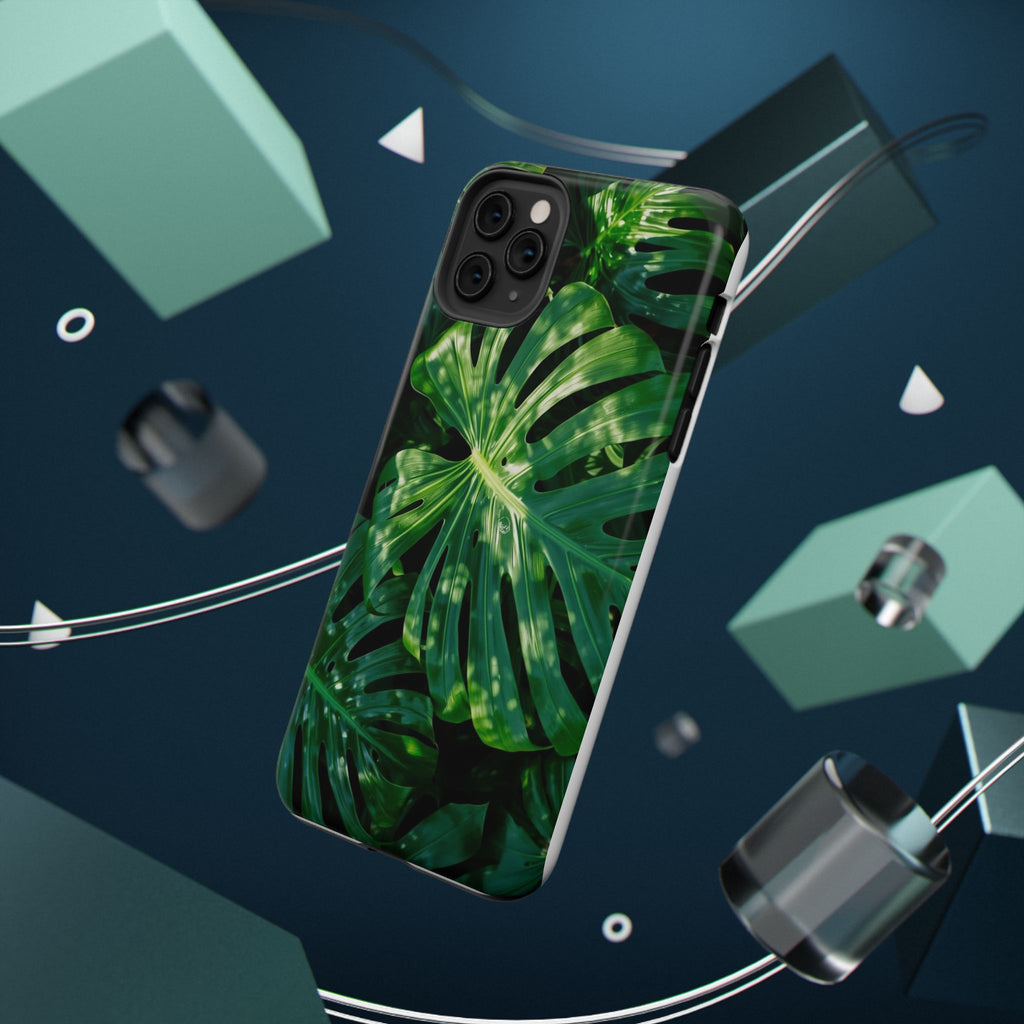 Samsung and iPhone Monstera Leaf Pattern Phone Case | Impact-Resistant Case