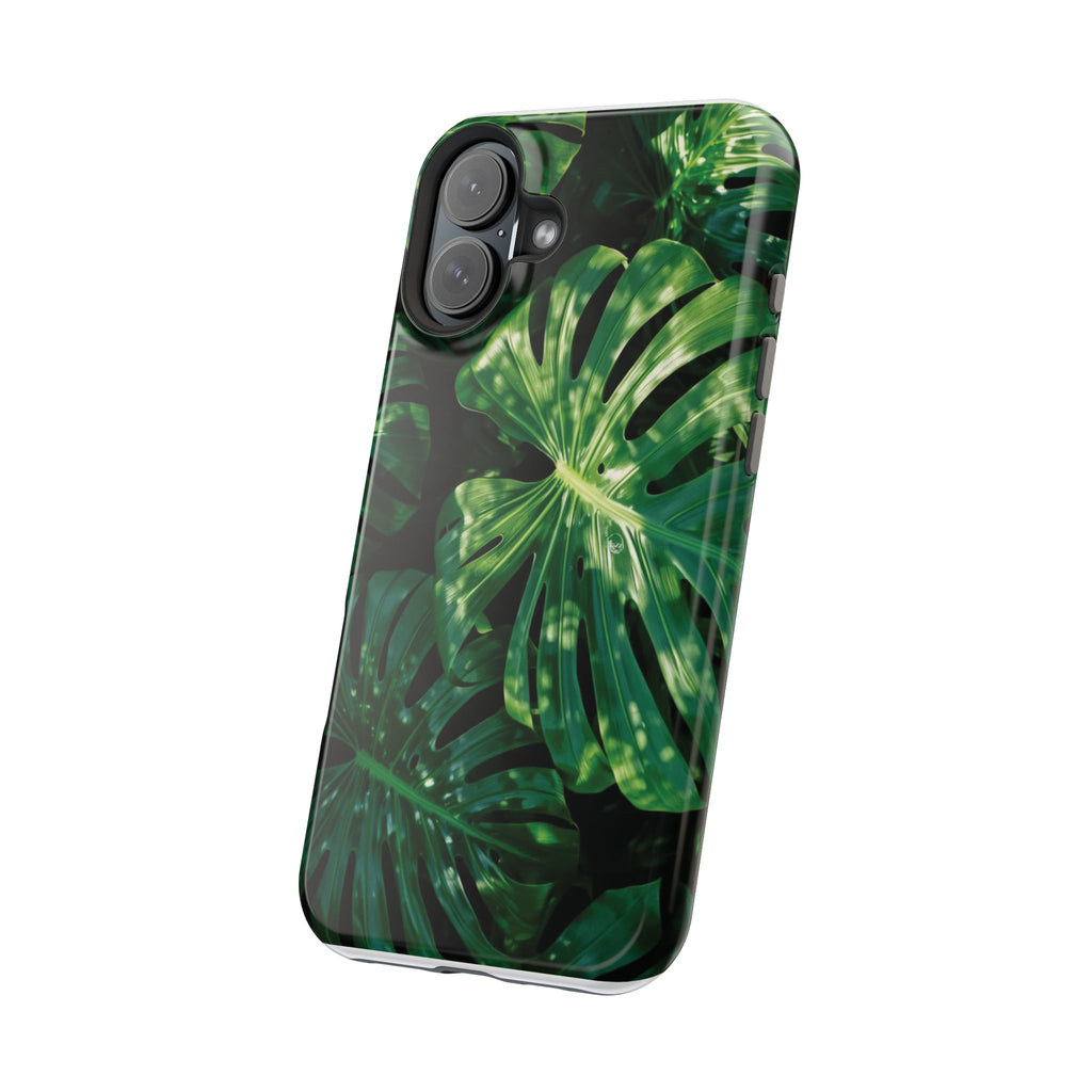 Magnetic iPhone Monstera Leaf Phone Case | Tropical Botanical Magnetic Impact-Resistant Case