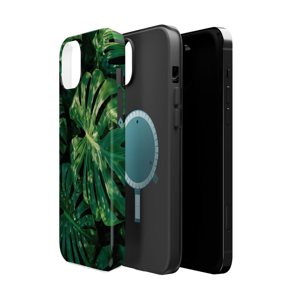 Magnetic iPhone Monstera Leaf Phone Case | Tropical Botanical Magnetic Impact-Resistant Case
