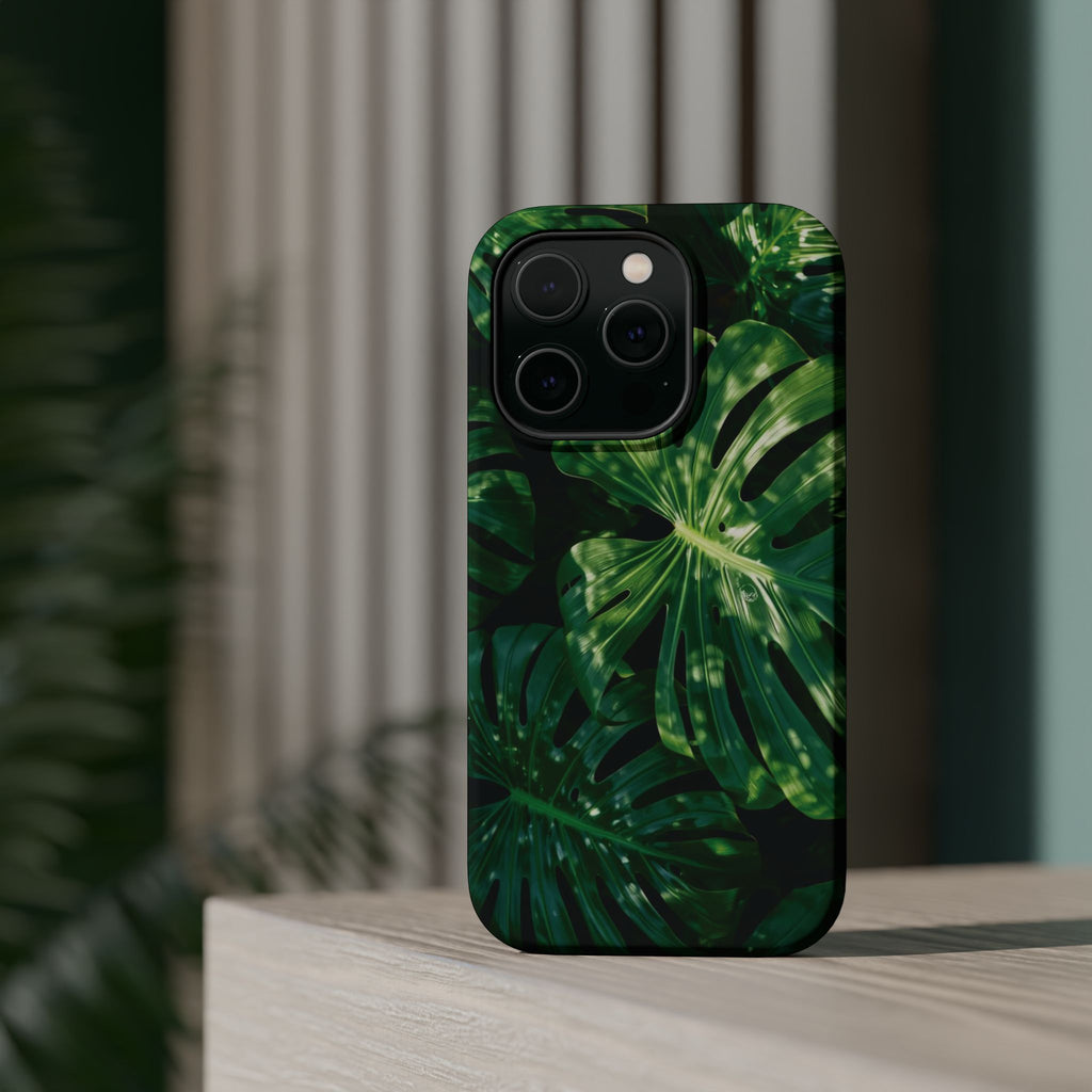 Magnetic iPhone Monstera Leaf Phone Case | Tropical Botanical Magnetic Impact-Resistant Case