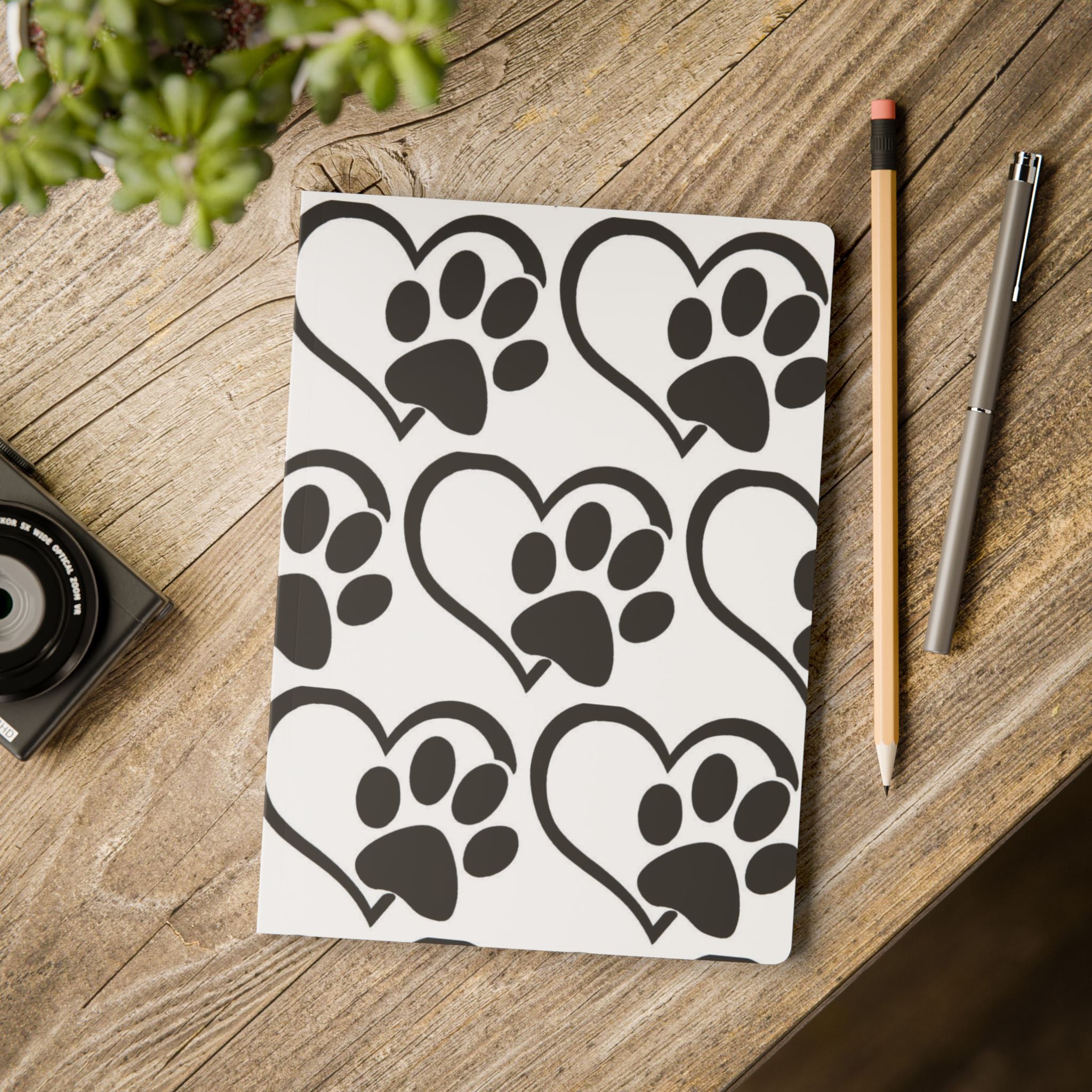 Paw Print Heart Pattern Softcover Journal