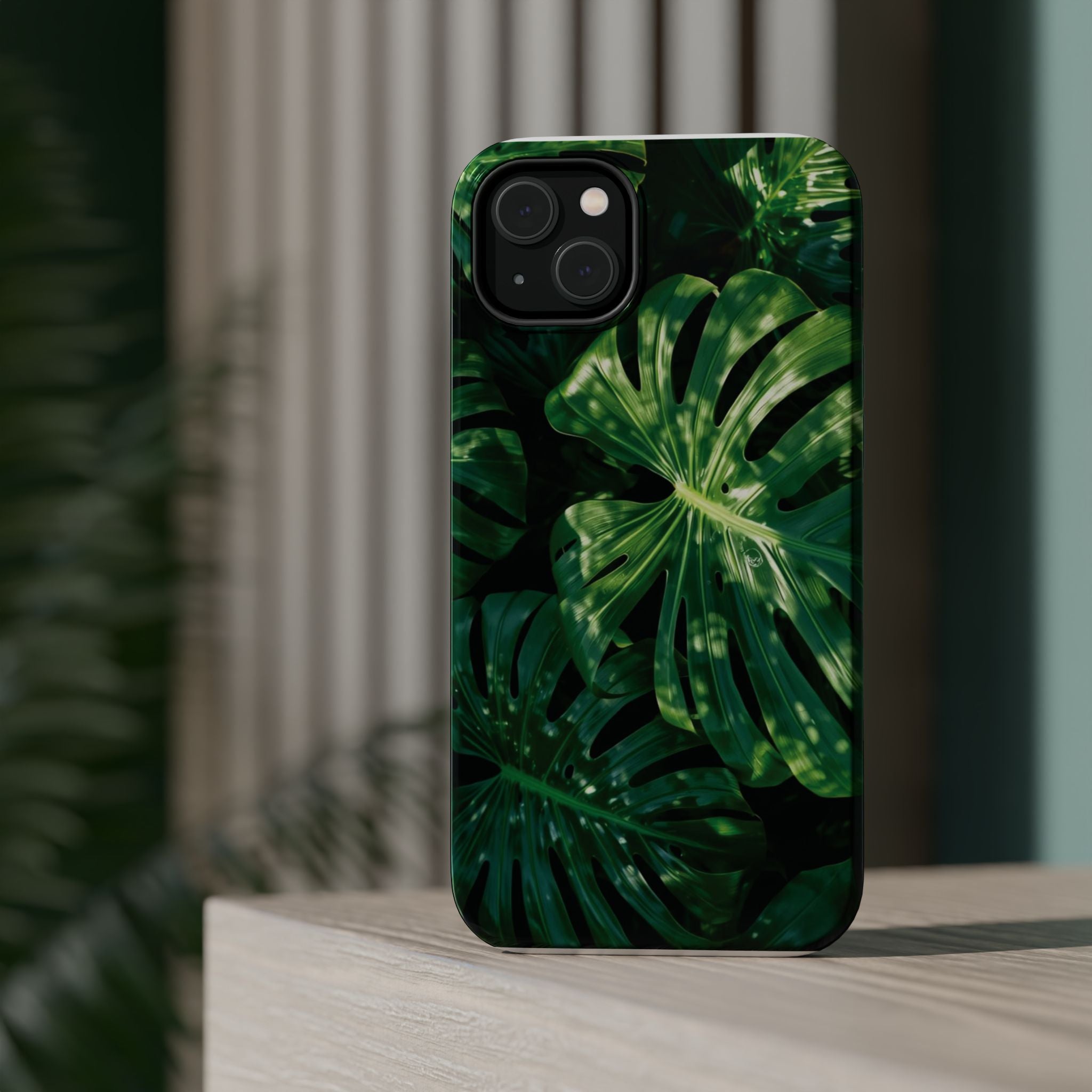 Magnetic iPhone Monstera Leaf Phone Case Impact-Resistant