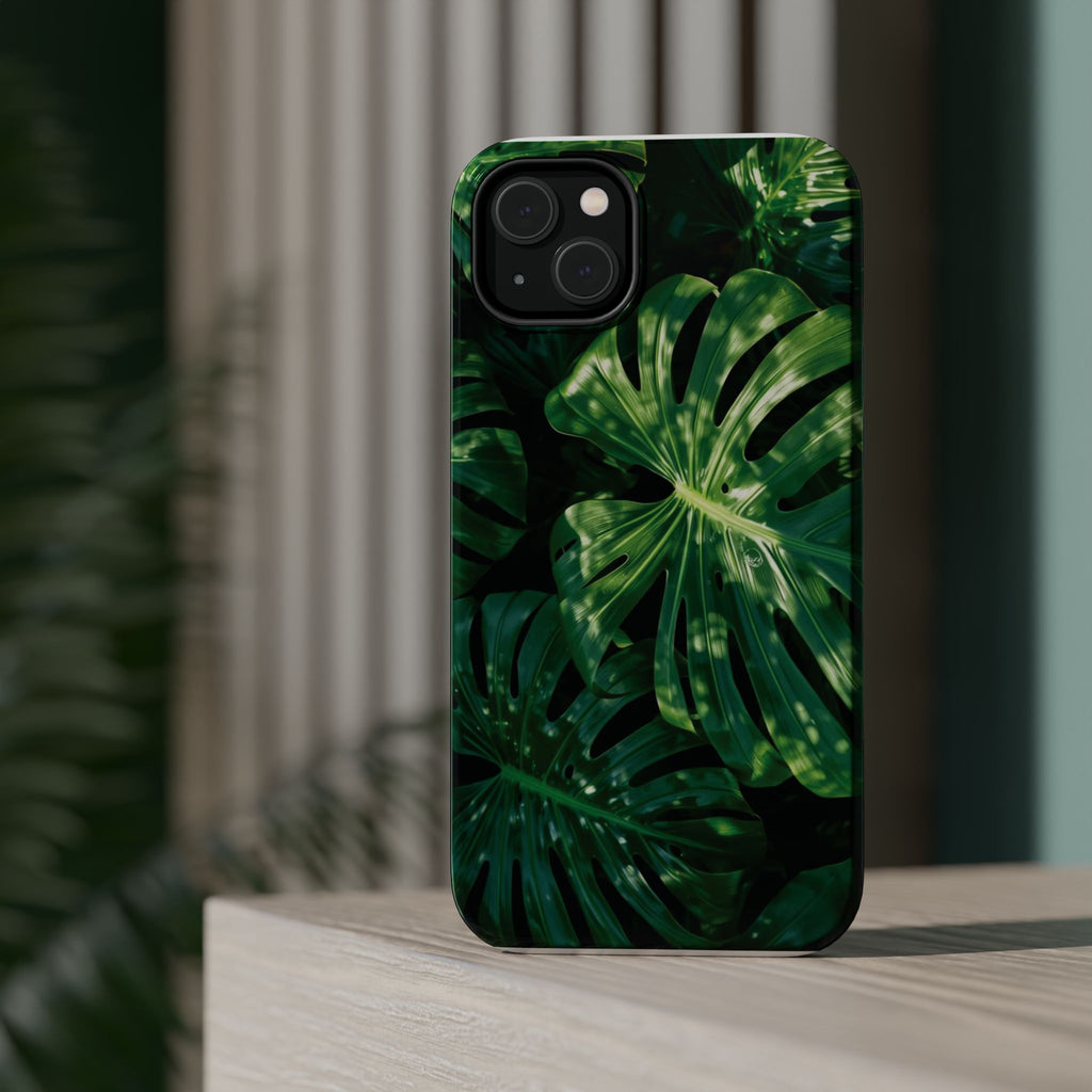 Magnetic iPhone Monstera Leaf Phone Case | Tropical Botanical Magnetic Impact-Resistant Case