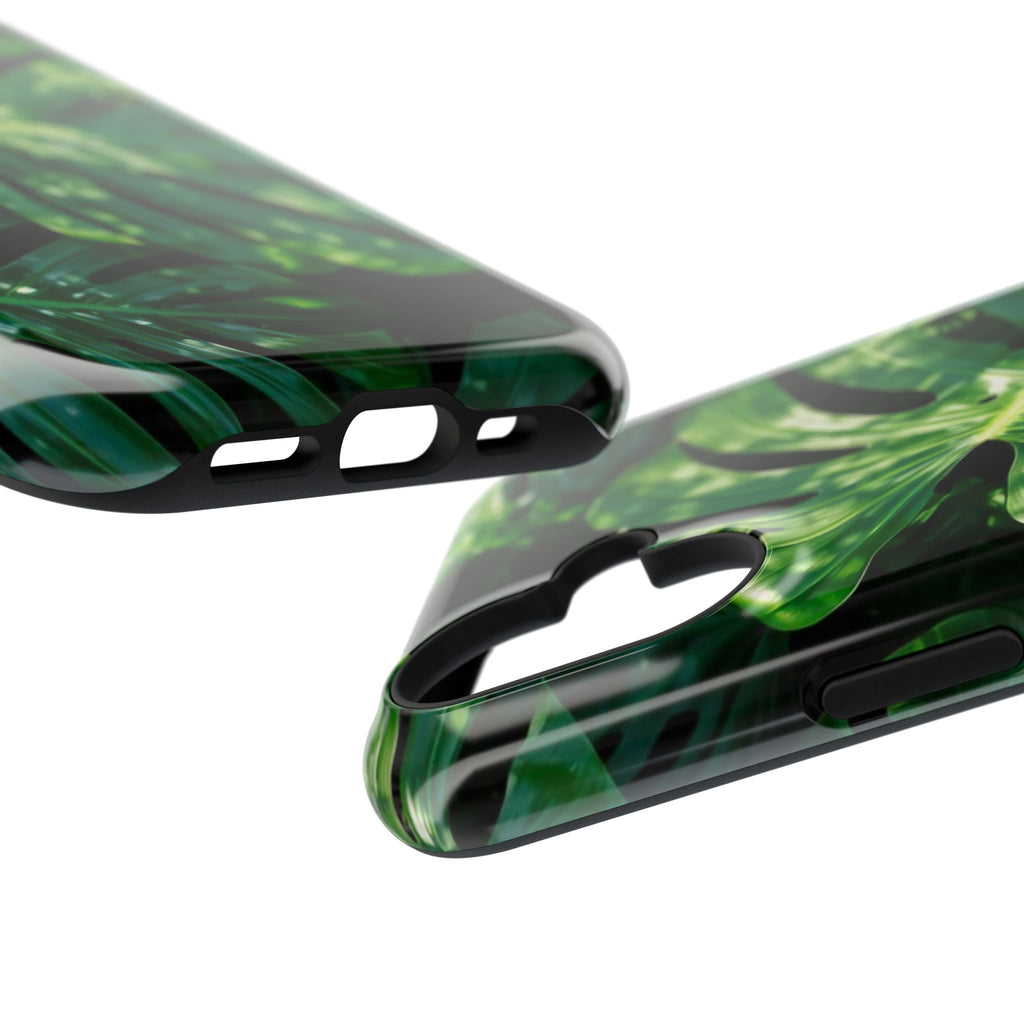 Samsung and iPhone Monstera Leaf Pattern Phone Case | Impact-Resistant Case