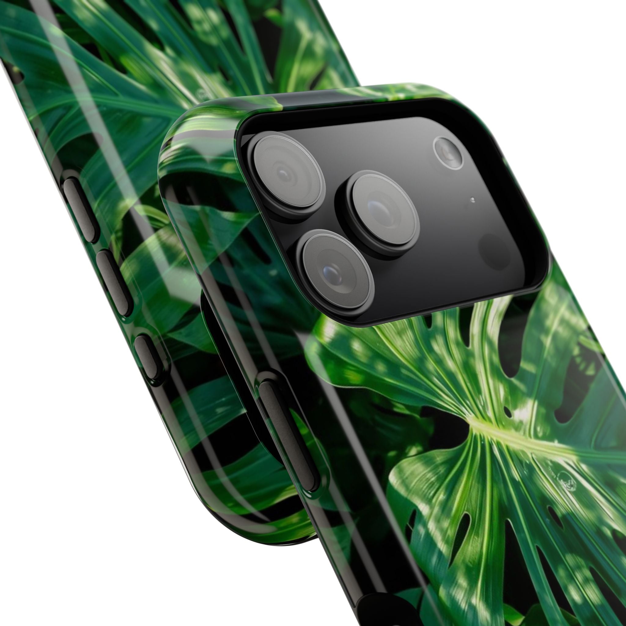 Samsung and iPhone Monstera Leaf Pattern Phone Case Impact-Resistant