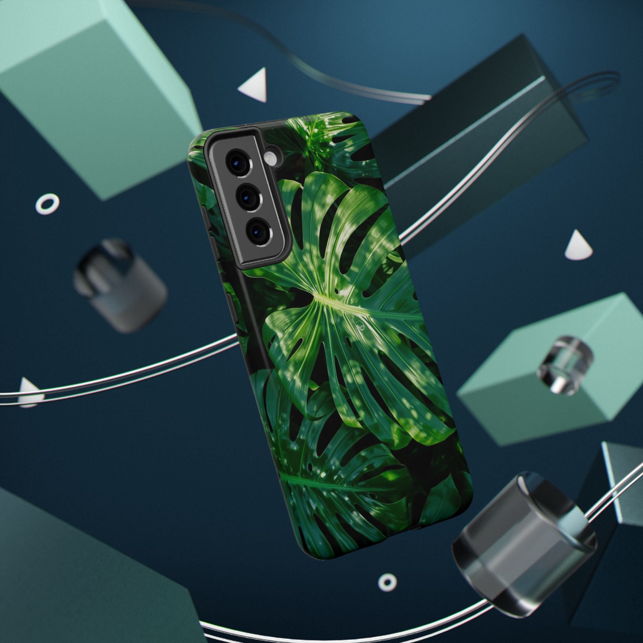 Samsung and iPhone Monstera Leaf Pattern Phone Case | Impact-Resistant Case