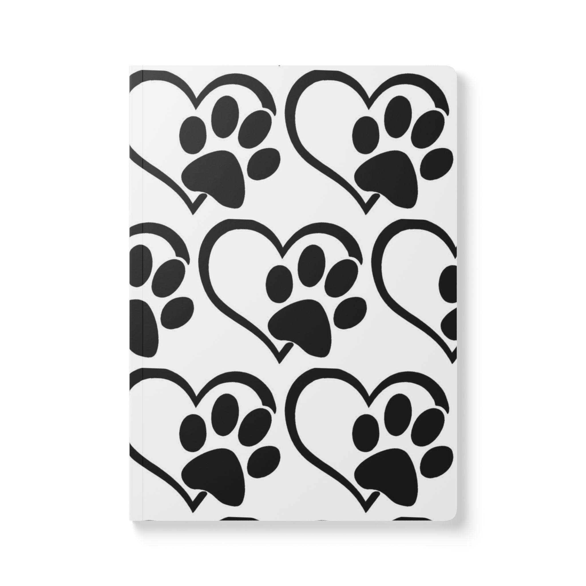 Paw Print Heart Pattern Softcover Journal