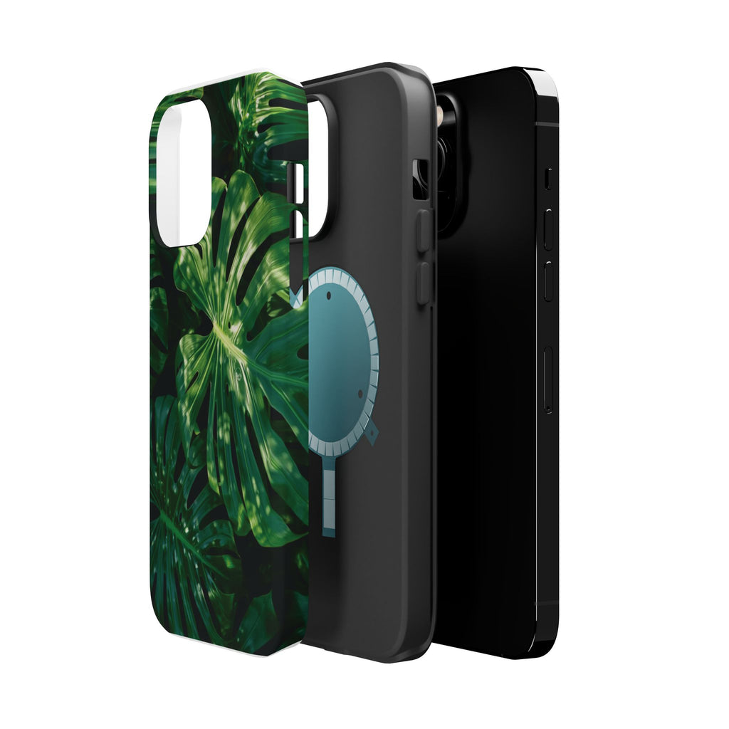 Magnetic iPhone Monstera Leaf Phone Case | Tropical Botanical Magnetic Impact-Resistant Case