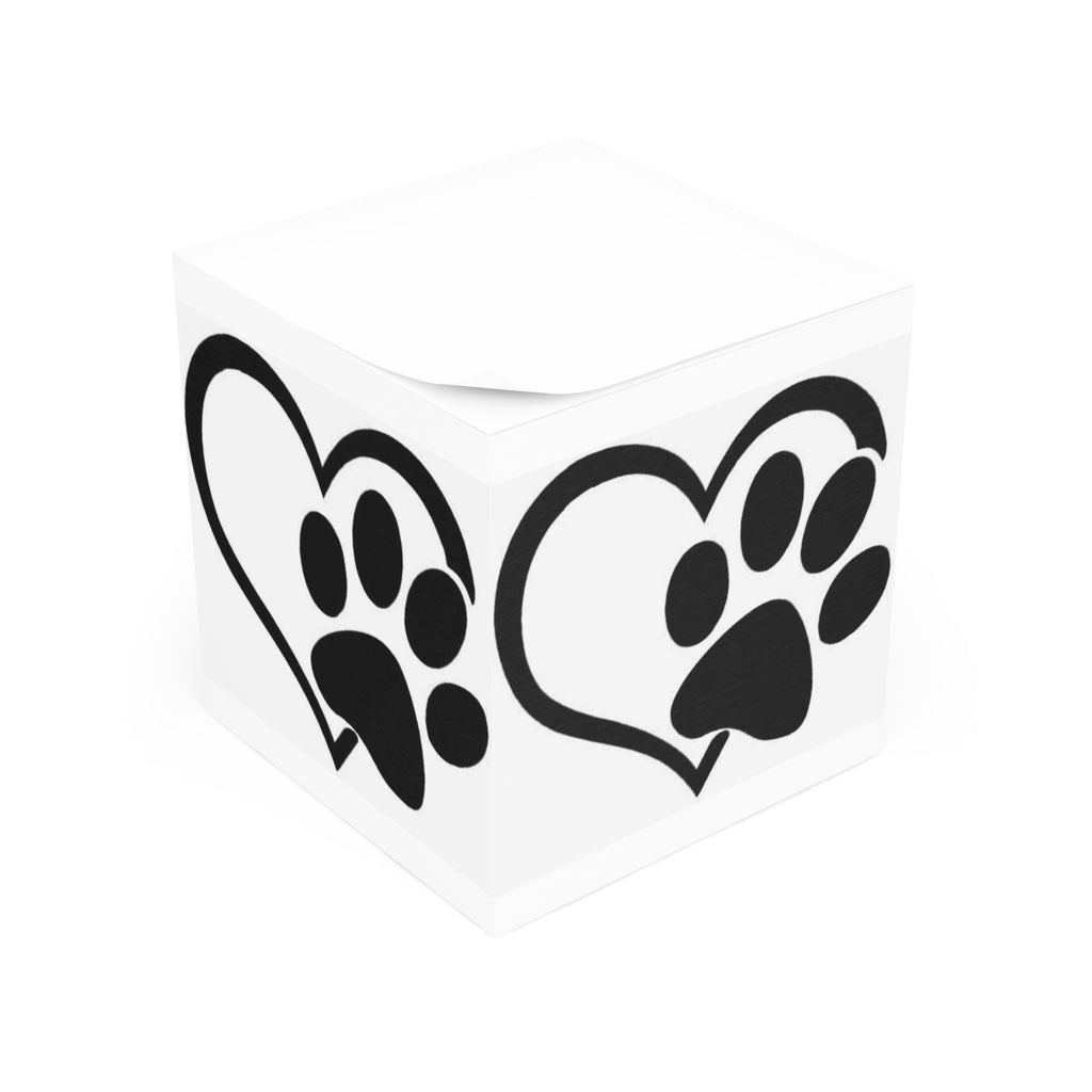 Heart Paw Print Note Cube | Pet Lover Sticky Note Cube