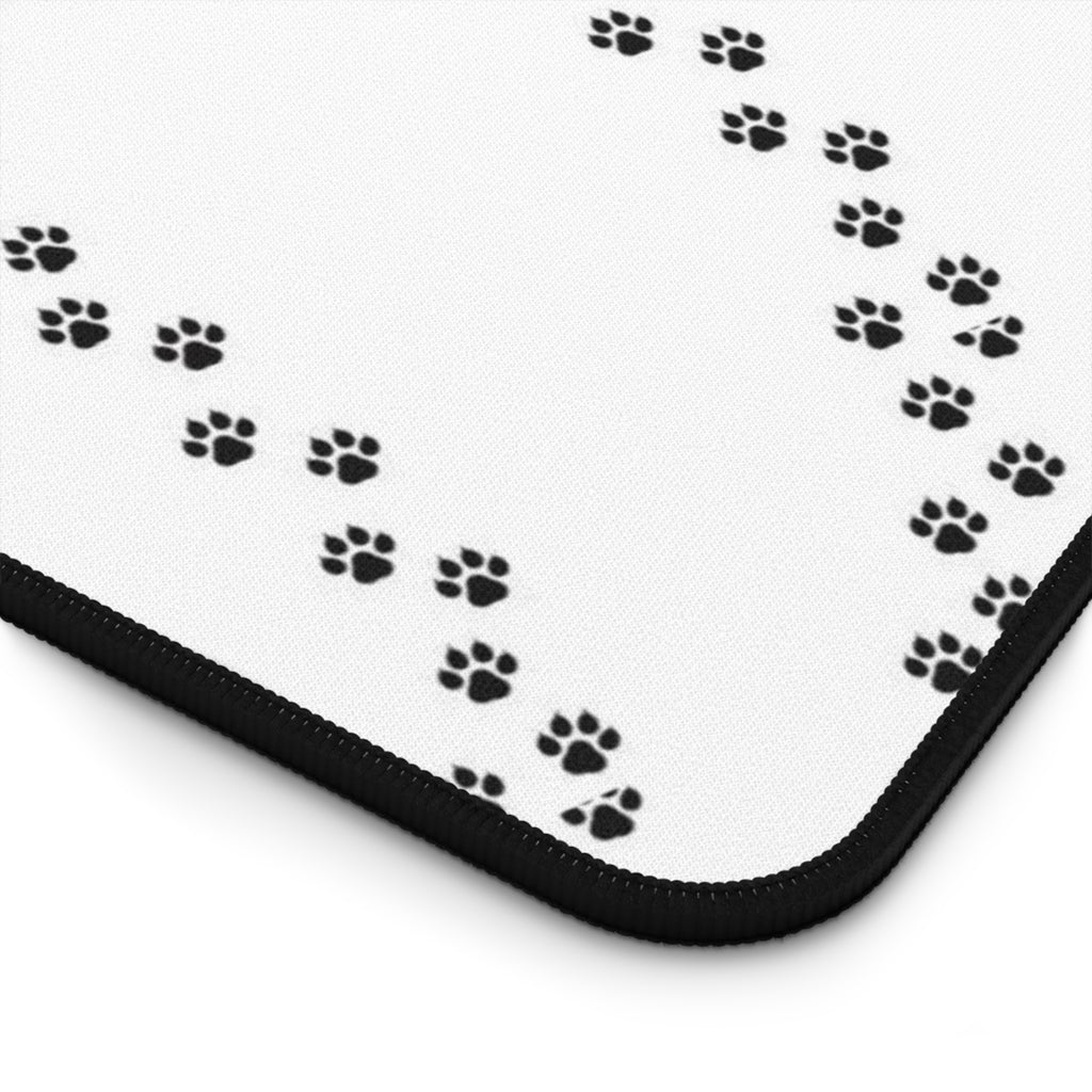 Paw Print Pattern Desk Mat | Minimal Black White Mouse Pad
