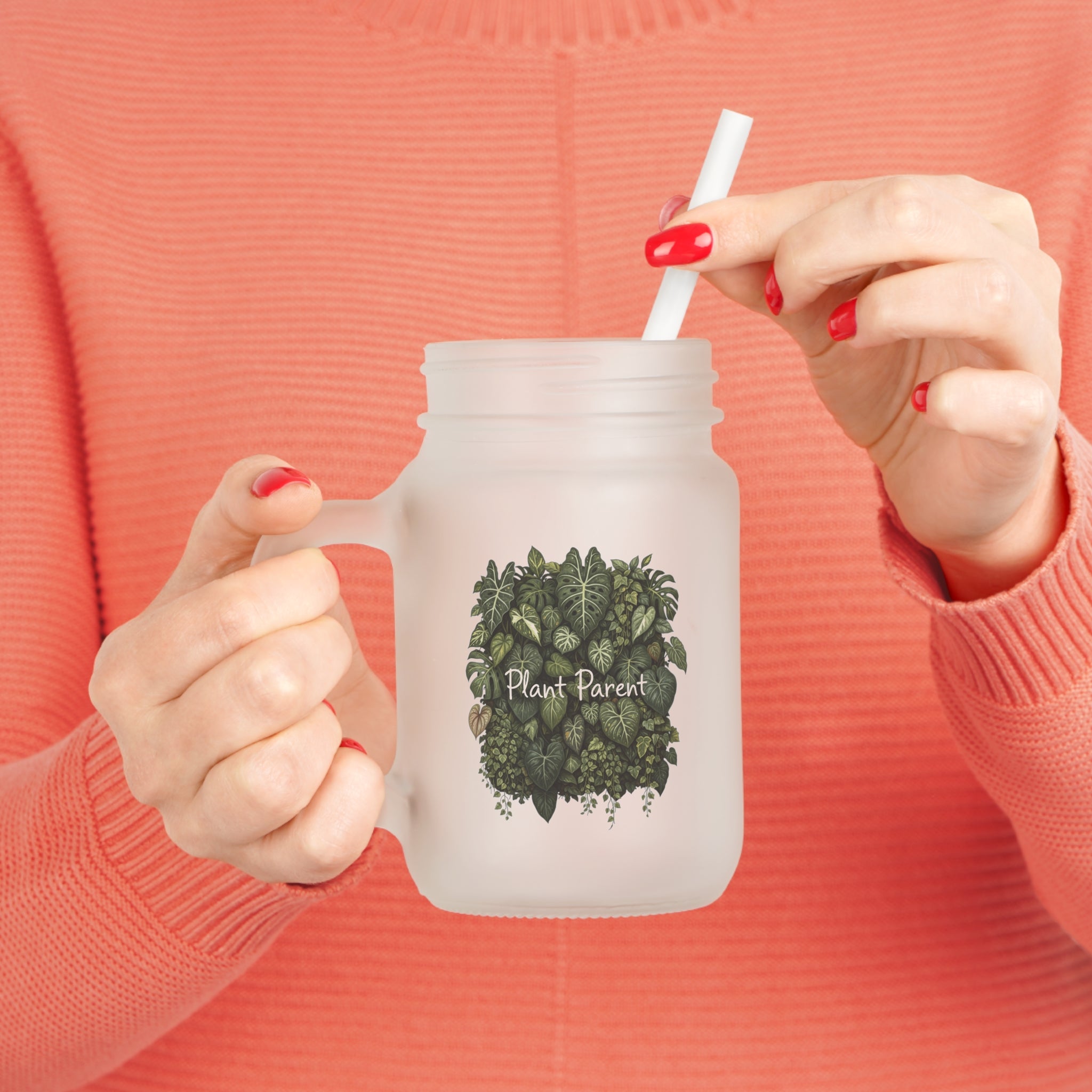 Plant Parent Mason Tumbler - Glass Mason Jar with Straw