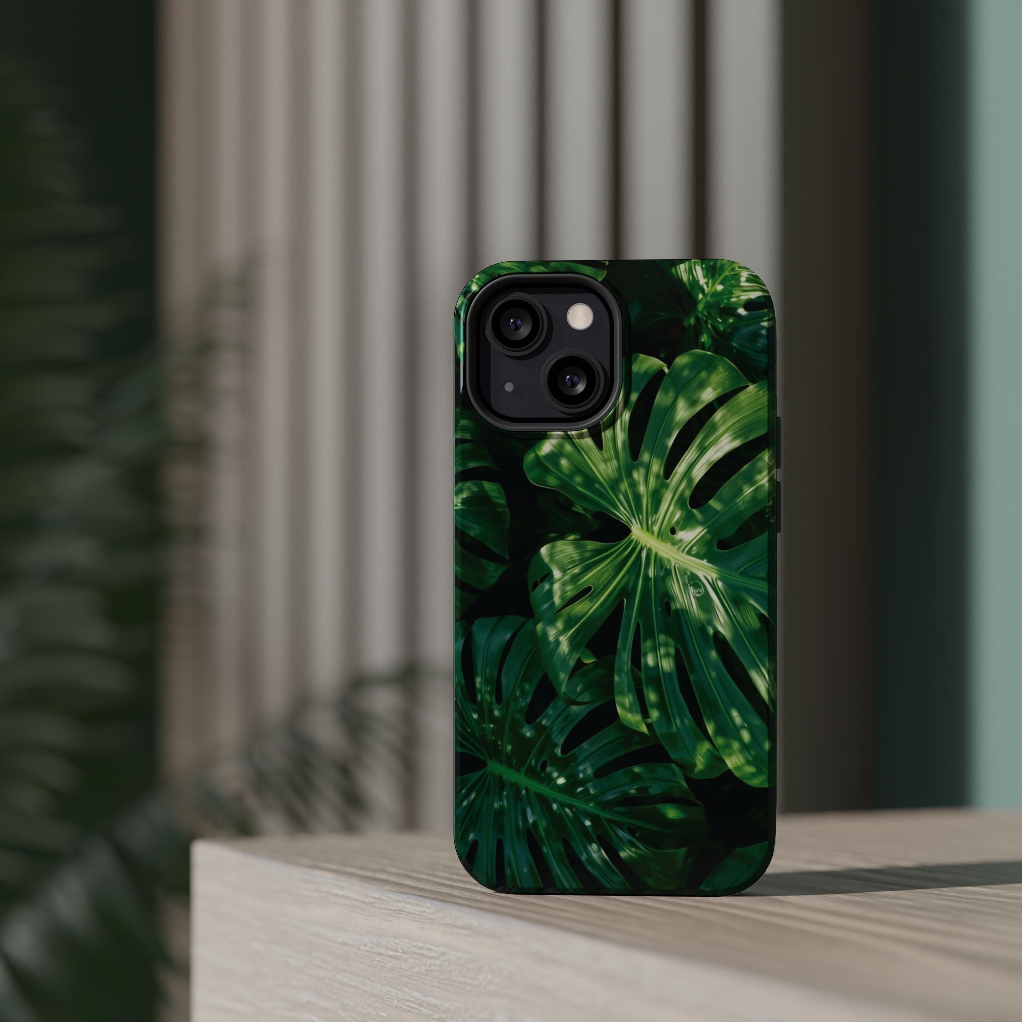 Magnetic iPhone Monstera Leaf Phone Case | Tropical Botanical Magnetic Impact-Resistant Case